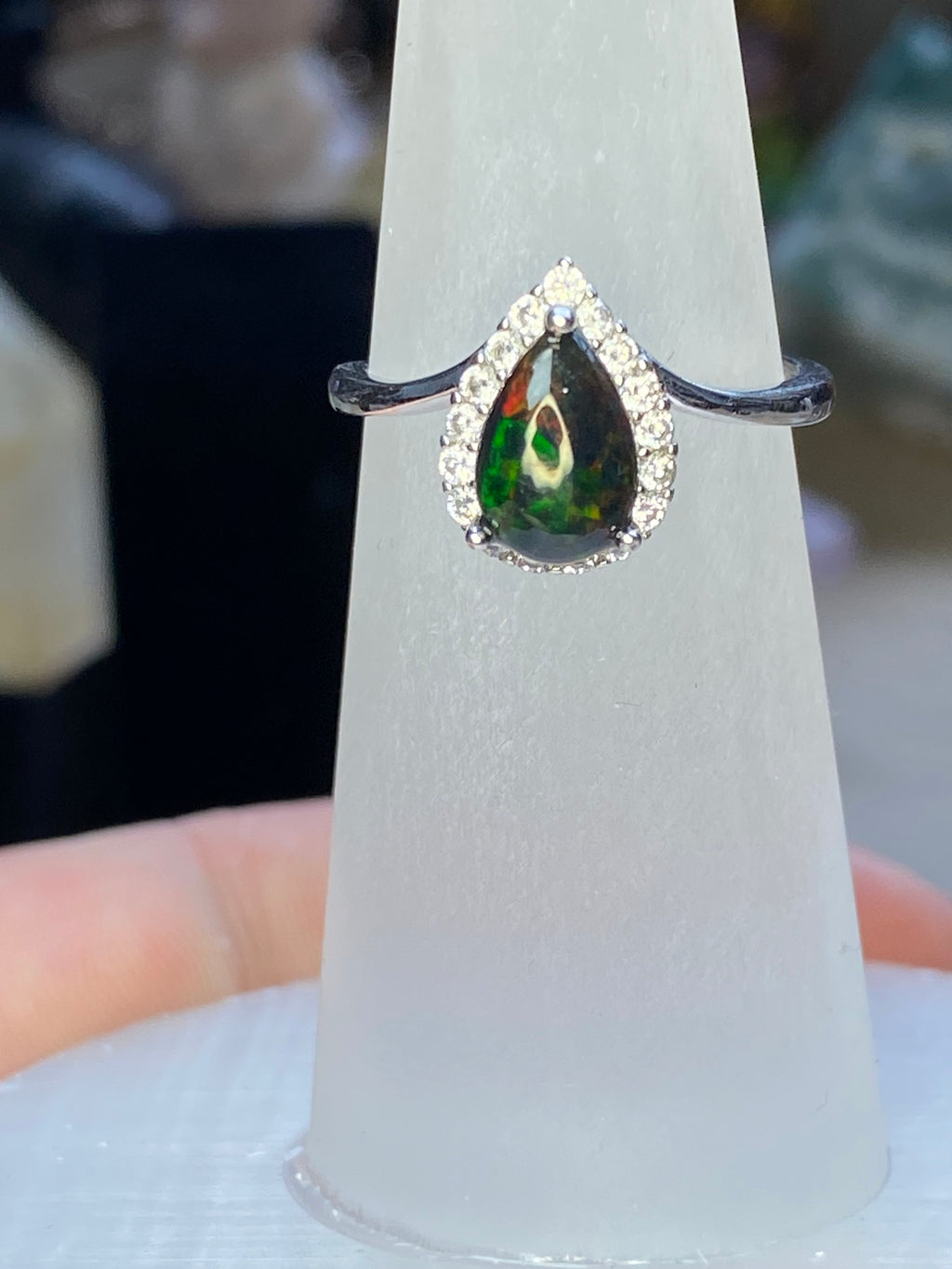 Australian Black opal silver ring ajustable dize