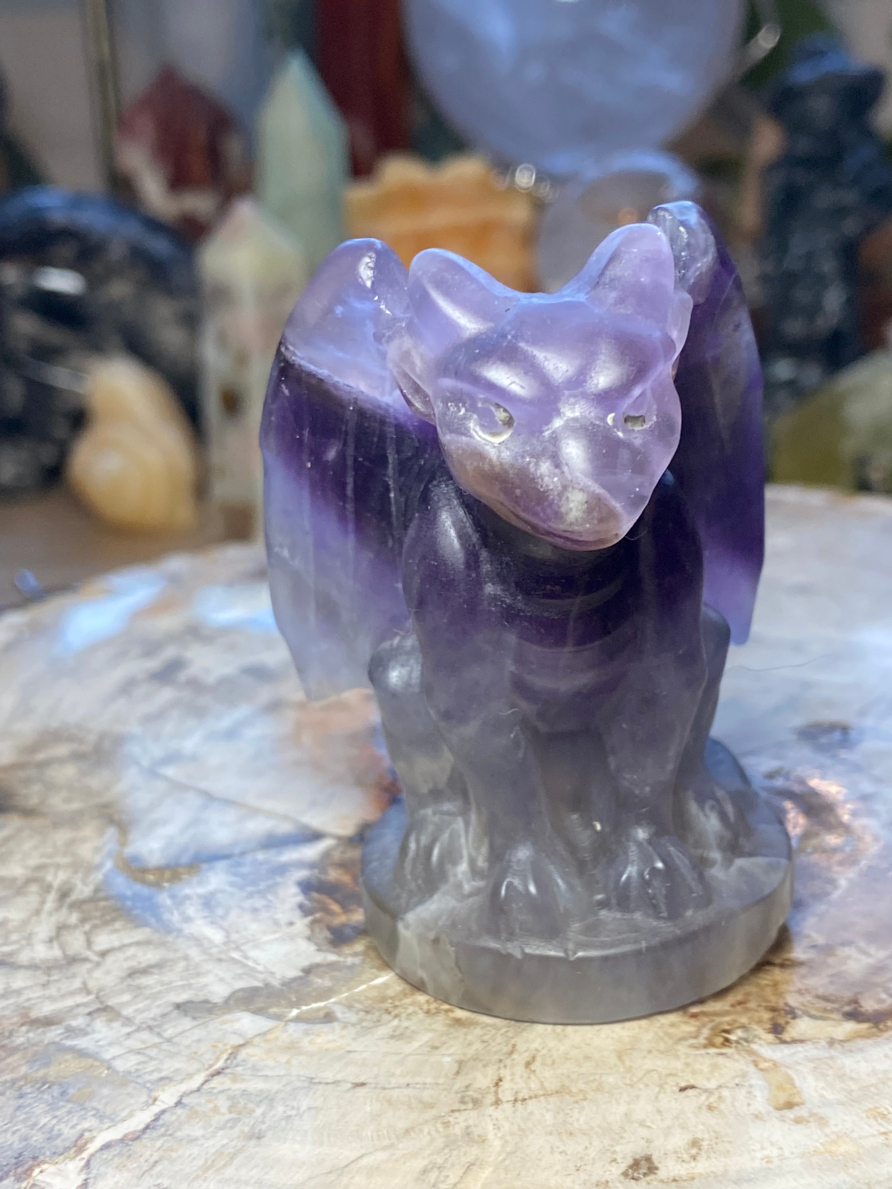 Amethyst crystal gargoyle carving  - Halloween