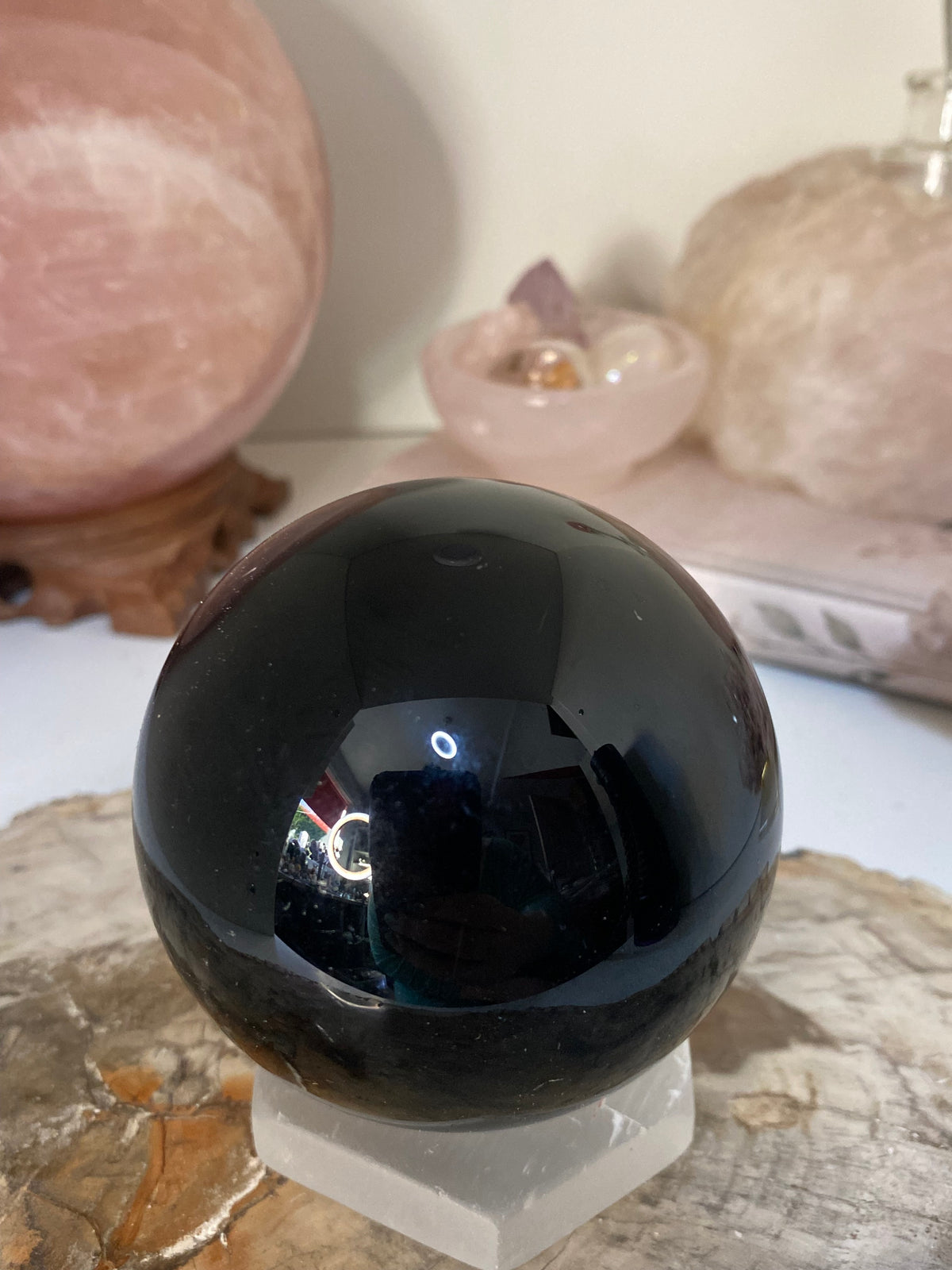 Obsidian crystal sphere