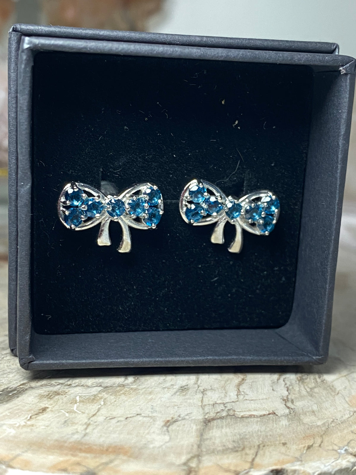 Blue Topaz stud crystal earrings