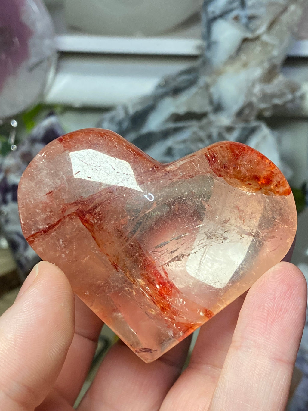 Madagascar fire quartz crystal heart