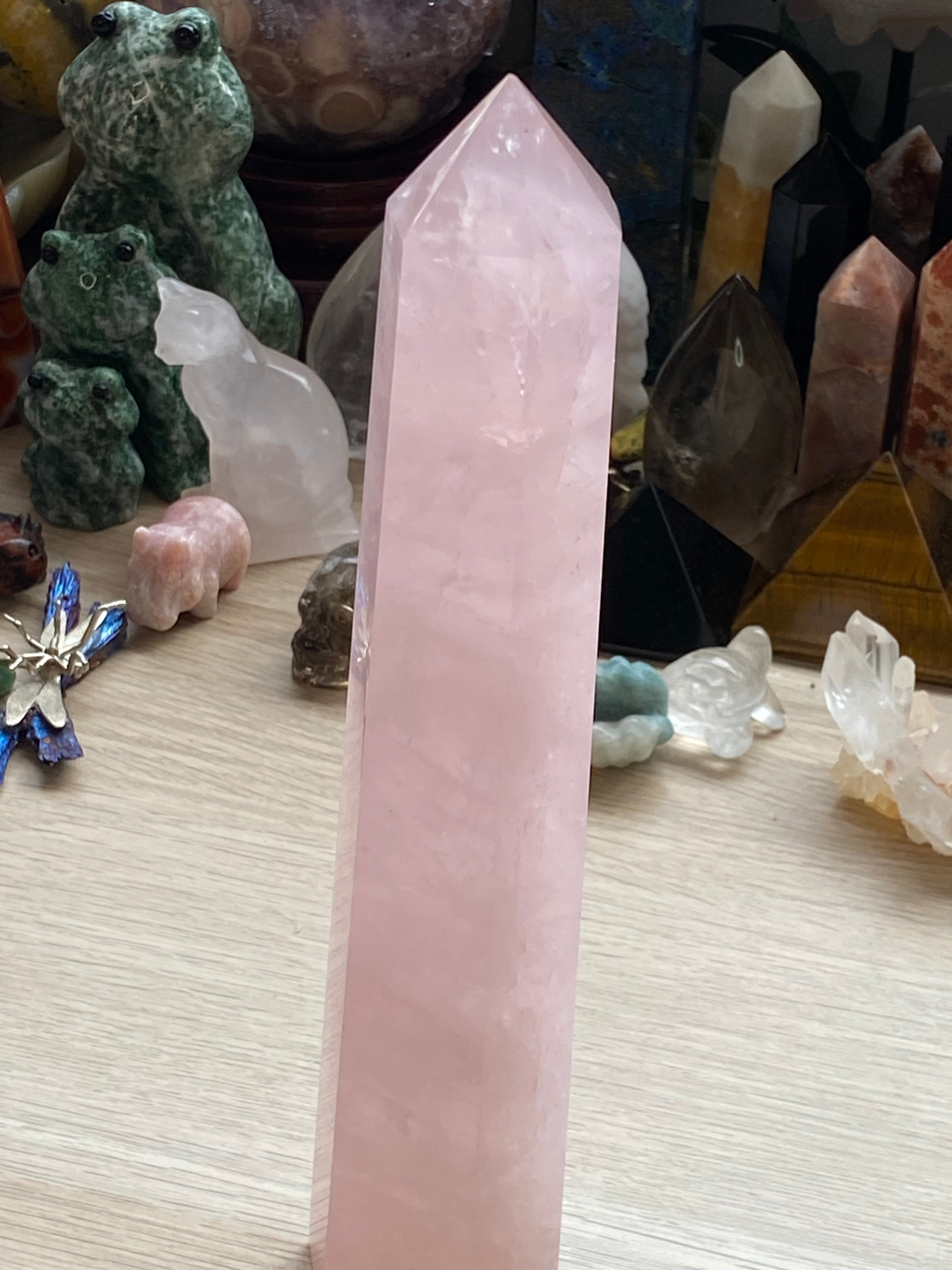 Imperfect rose quartz crystal tower 21.5cm