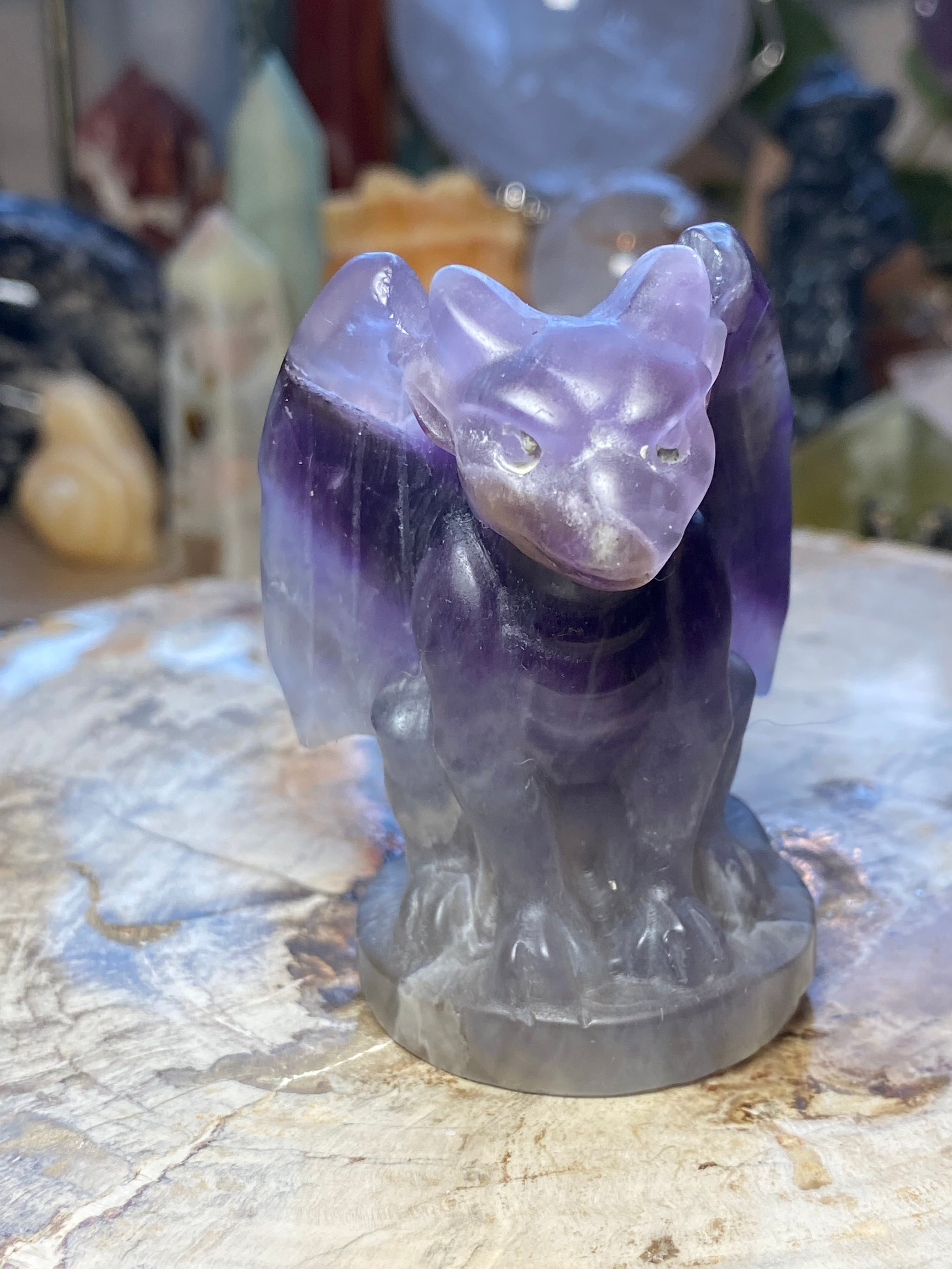 Amethyst crystal gargoyle carving  - Halloween
