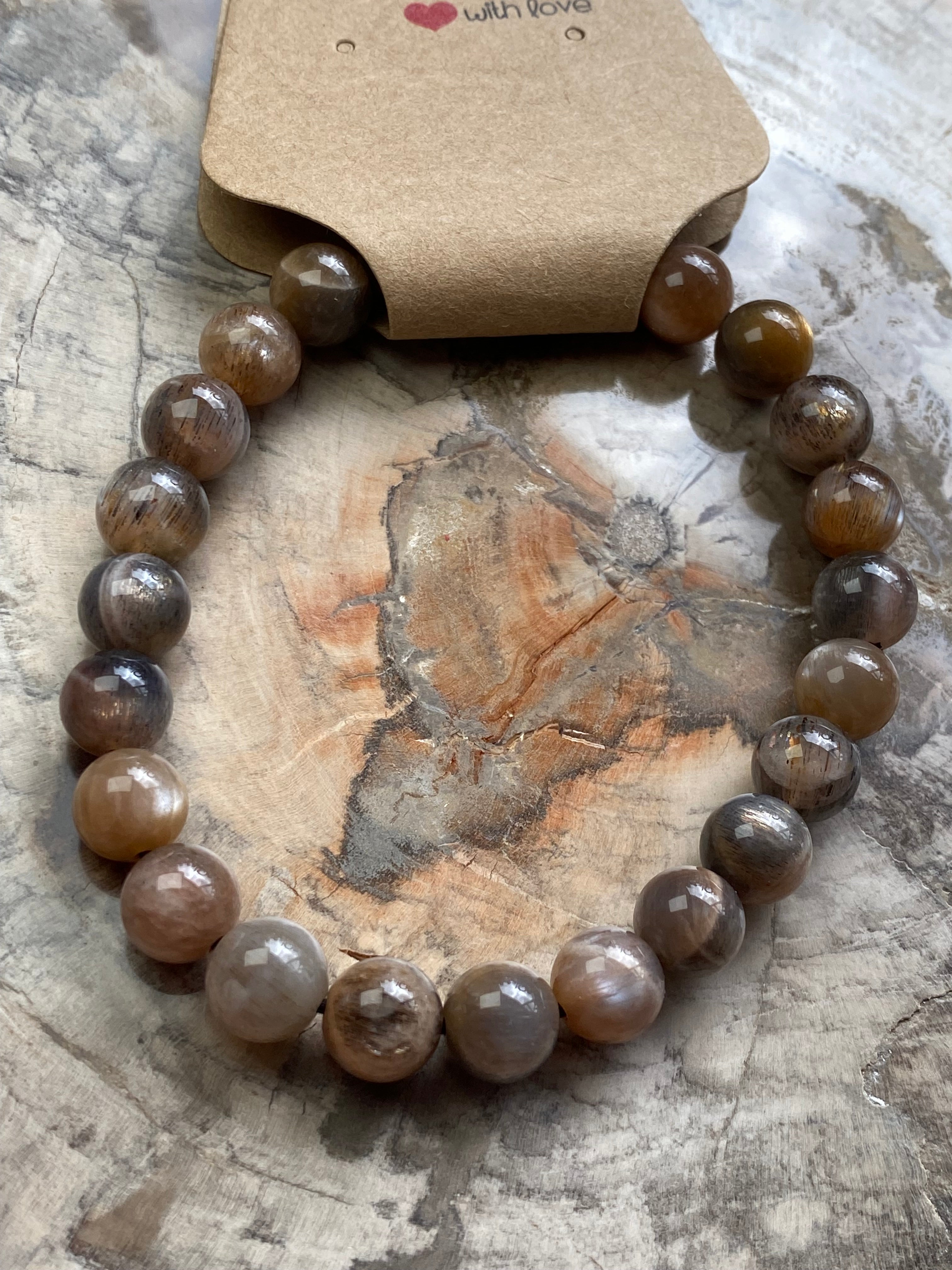 Black Moonstone crystal bracelet 7mm