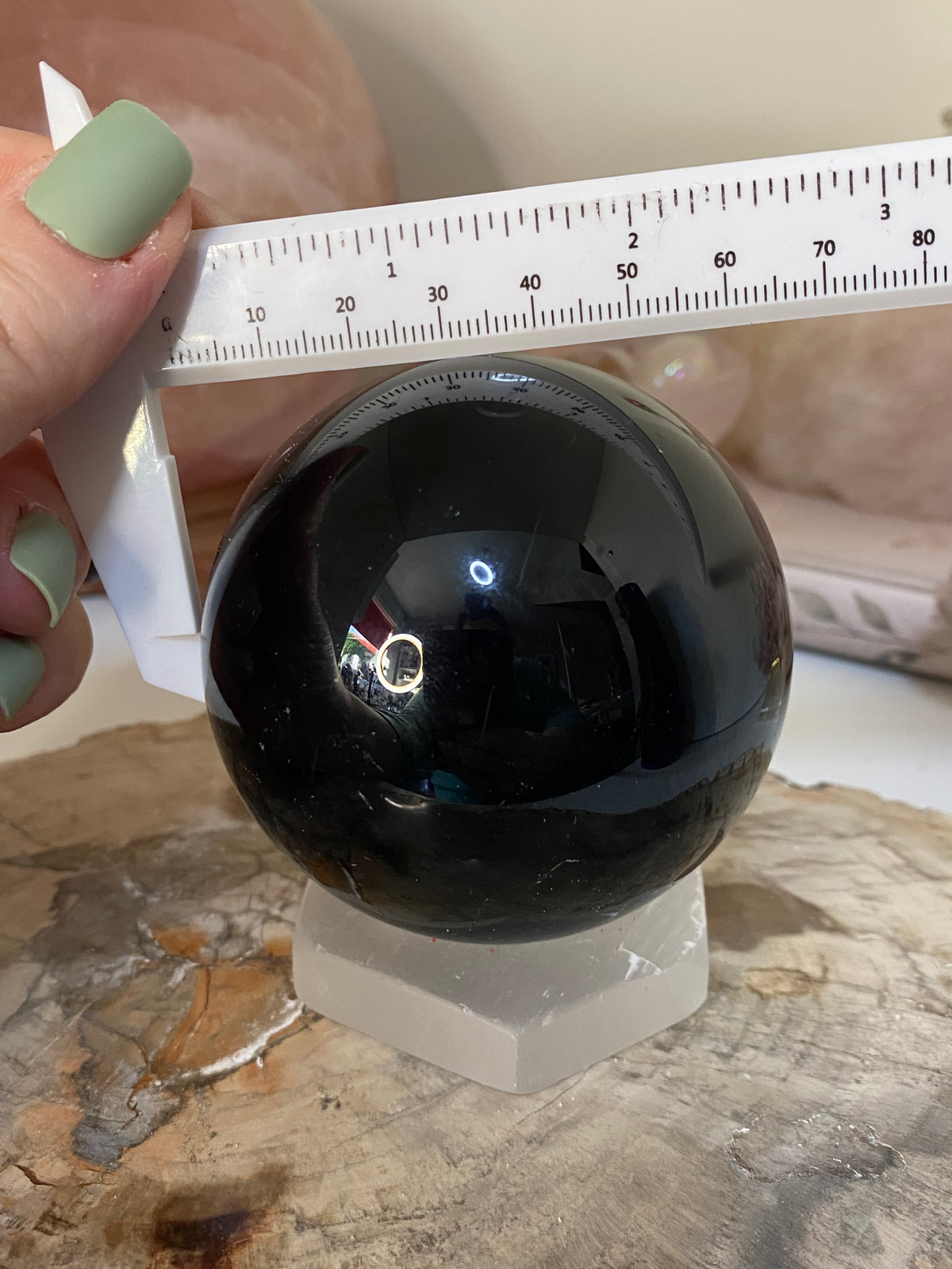 Obsidian crystal sphere