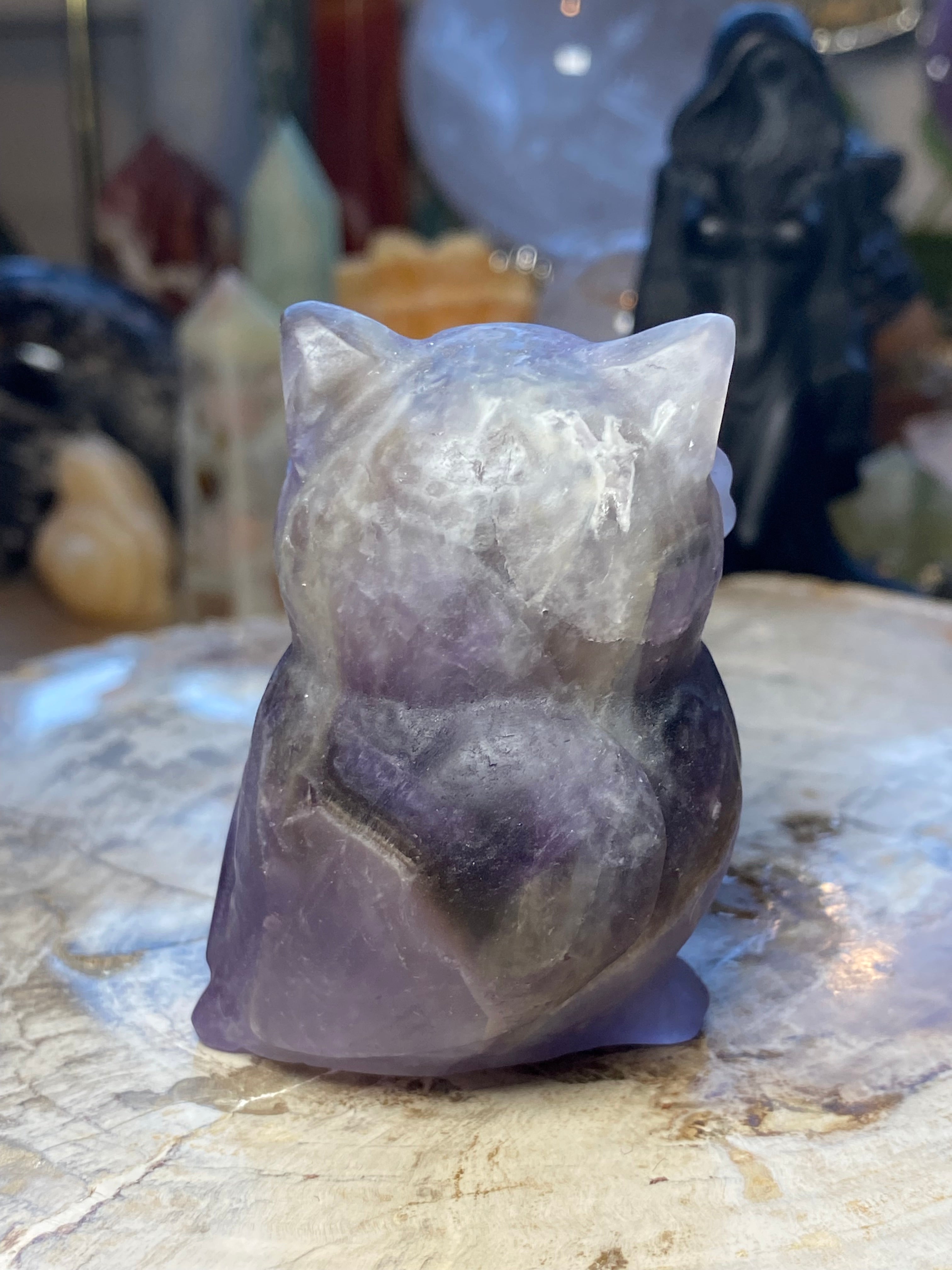Amethyst crystal owl carving- Halloween