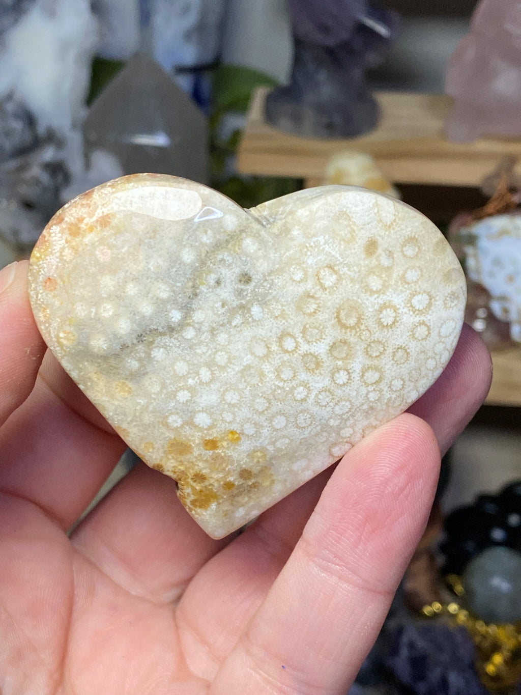Natural coral crystal heart