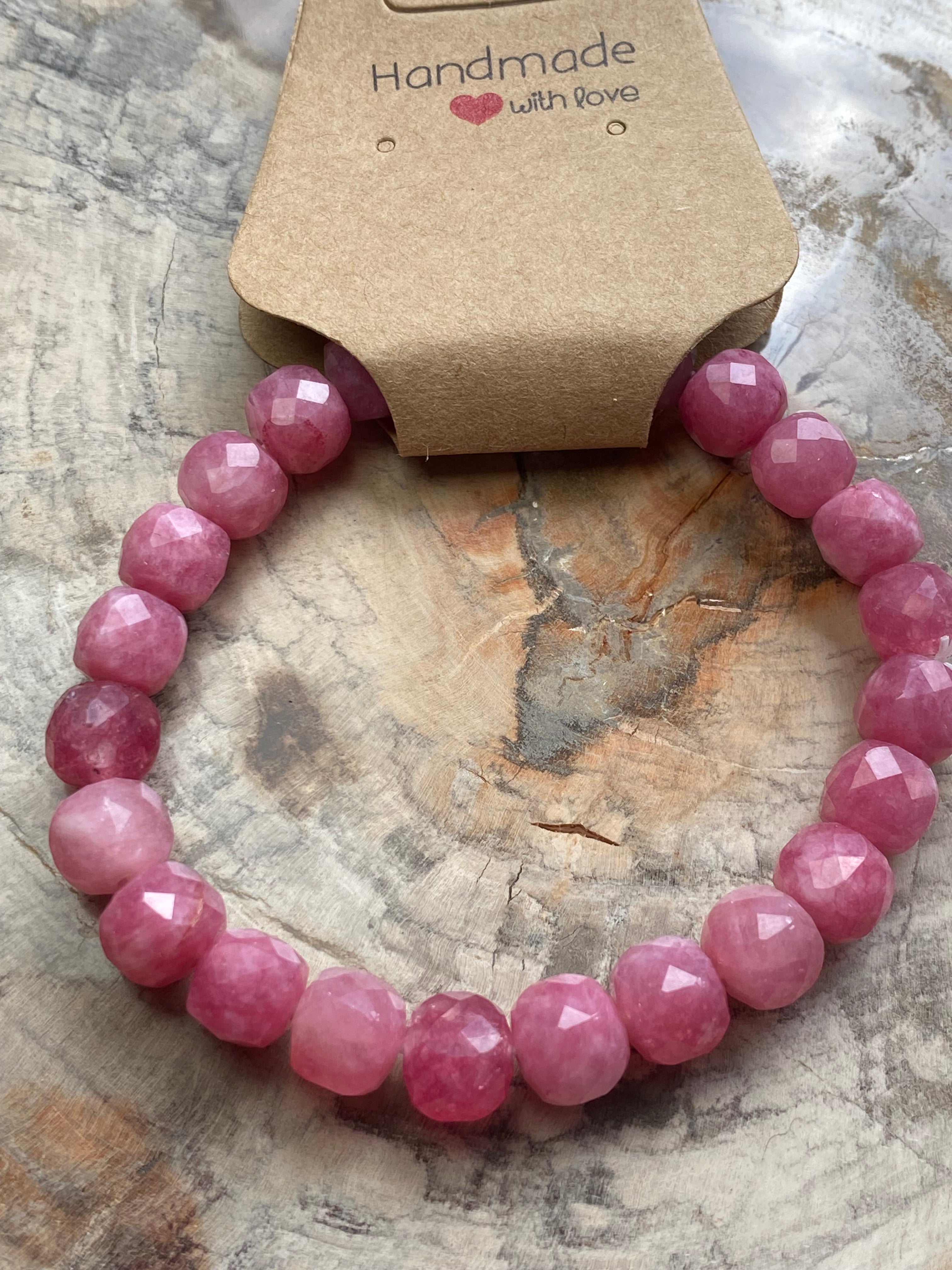 Pink Tourmaline crystal bracelet 7.5mm