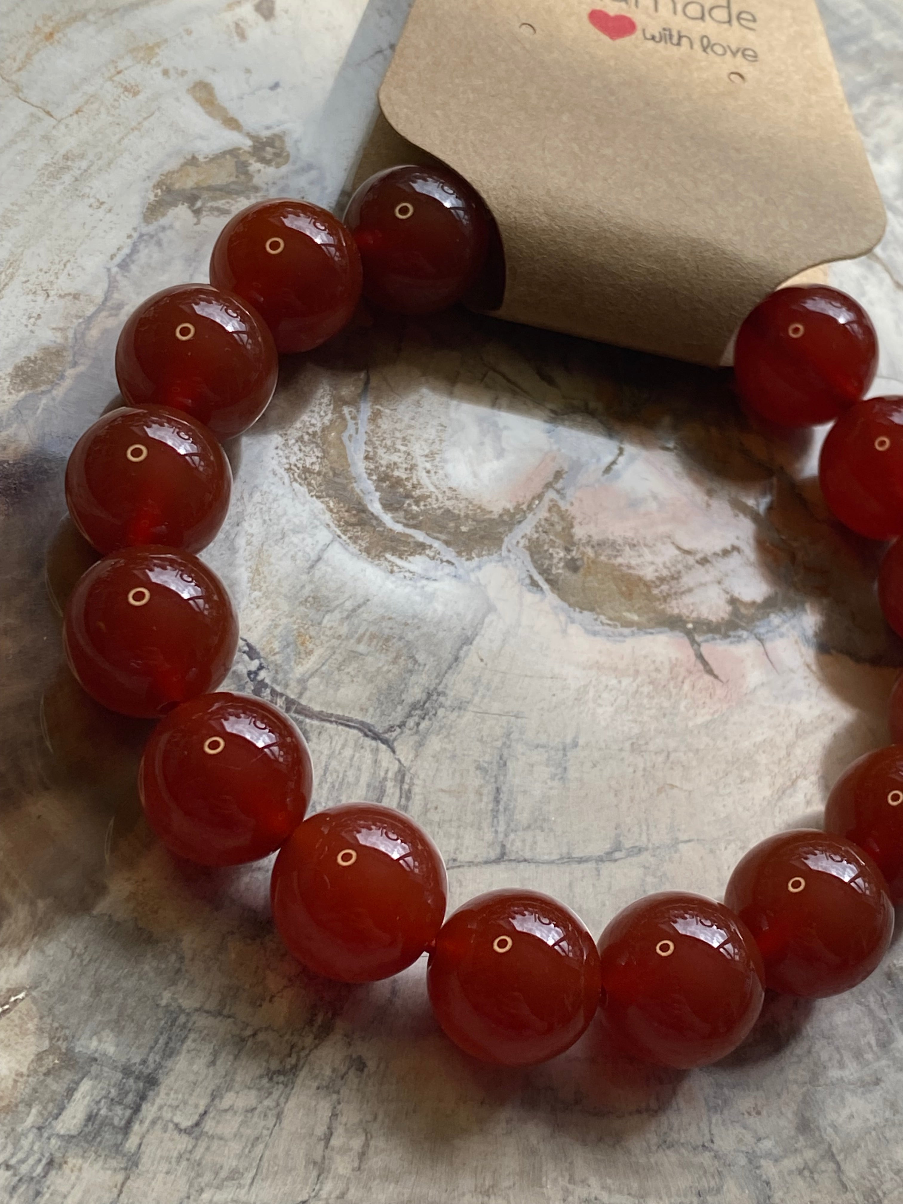 Red agate crystal 12mm bracelet