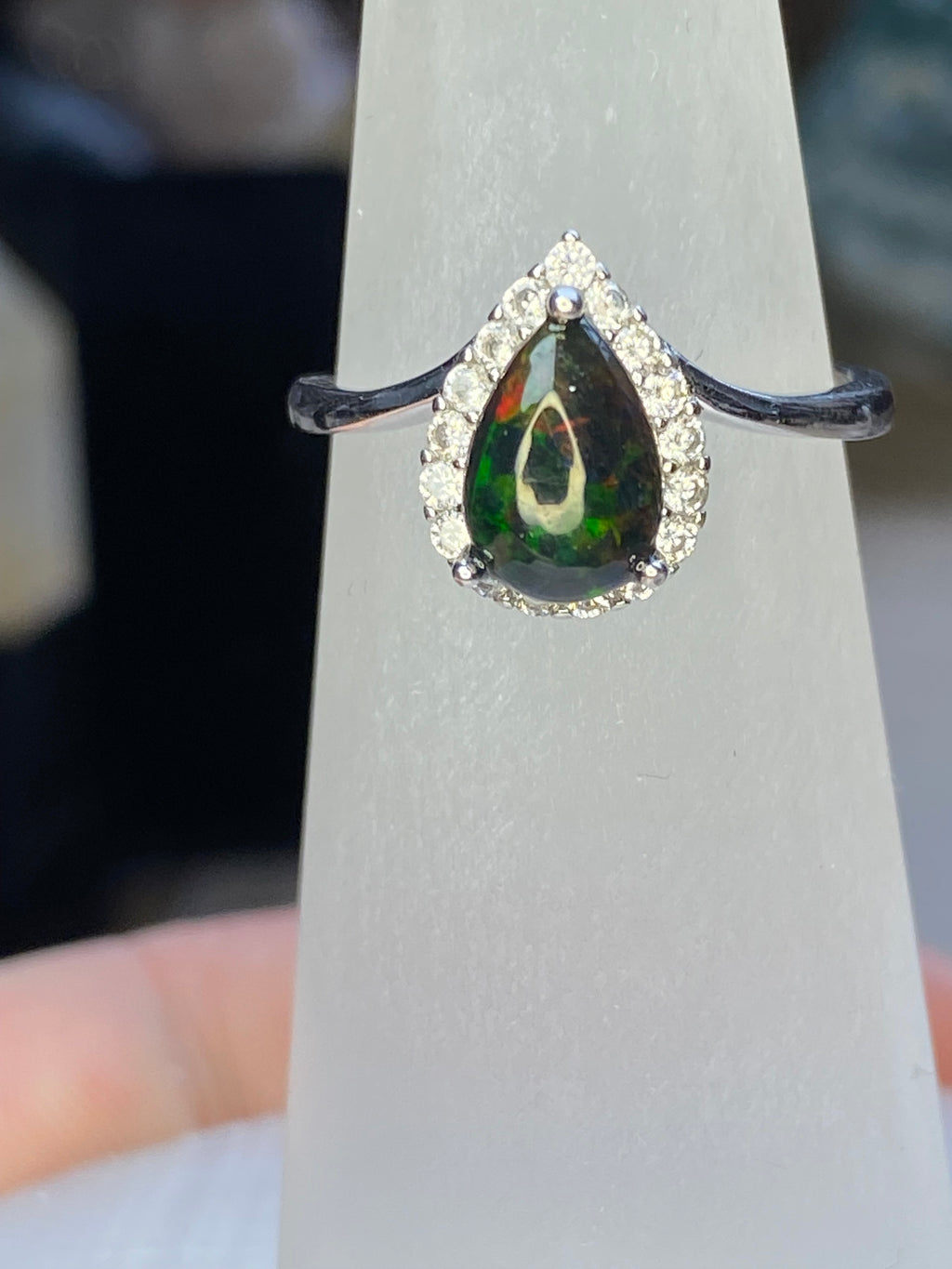 Australian Black opal silver ring ajustable dize
