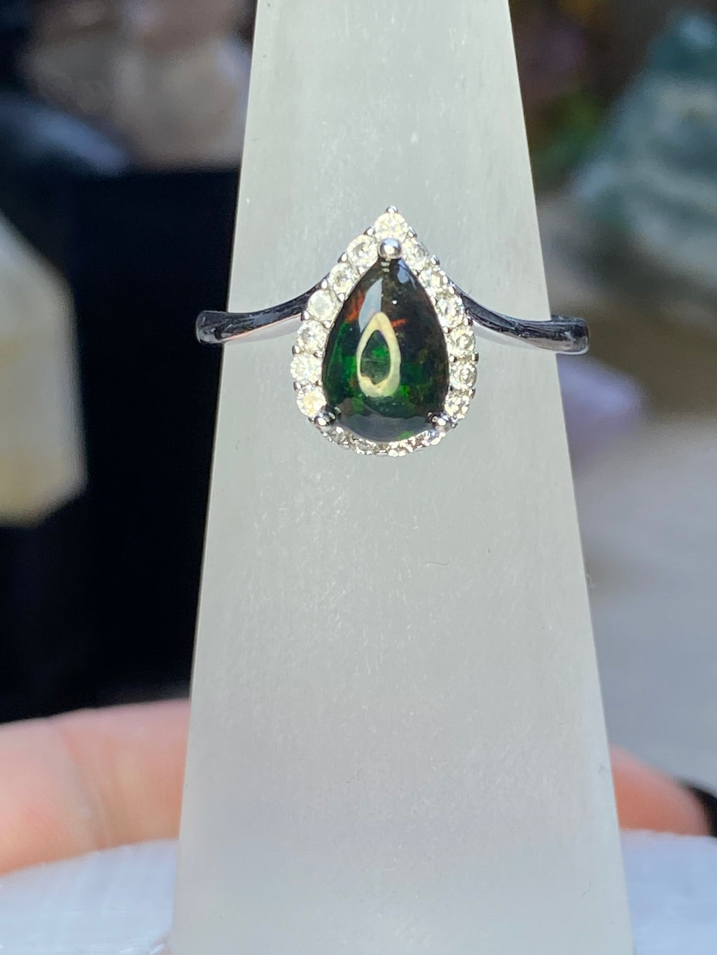 Australian Black opal silver ring ajustable dize