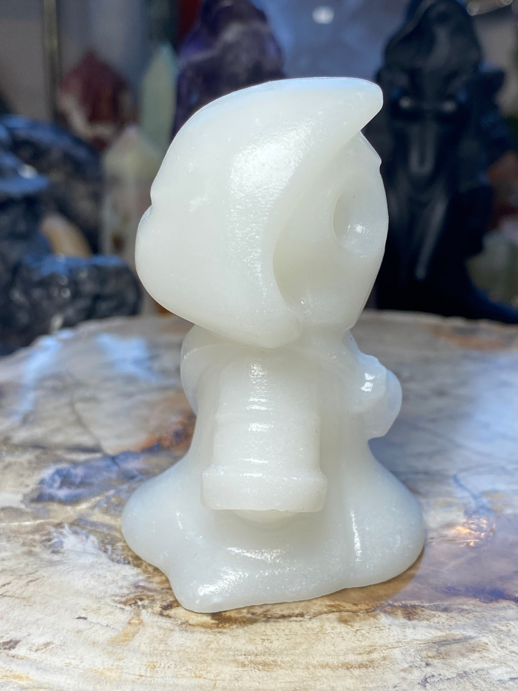 White jade Death carving - Halloween