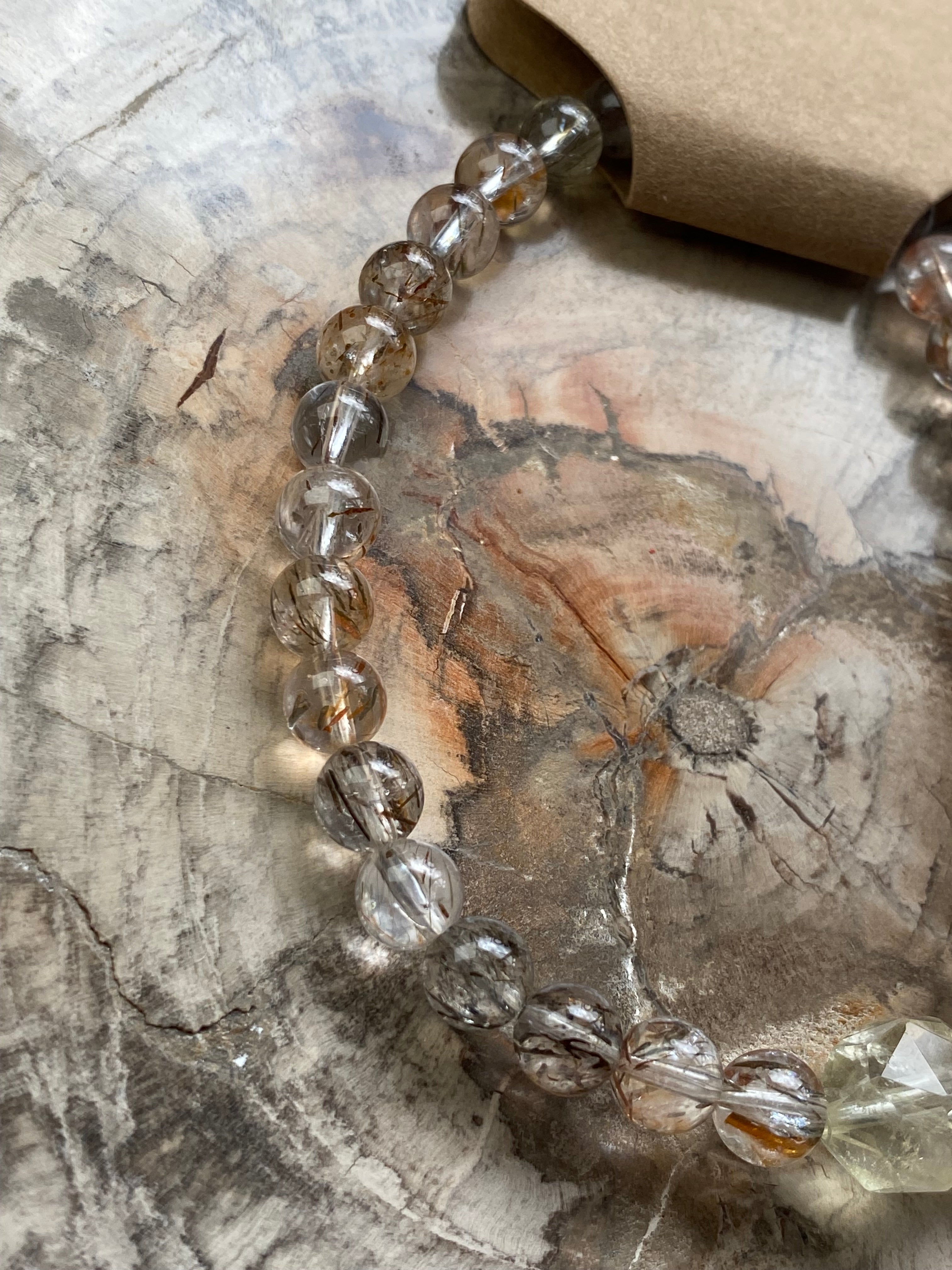 Beautiful rutile crystal with citrine crystal bracelet