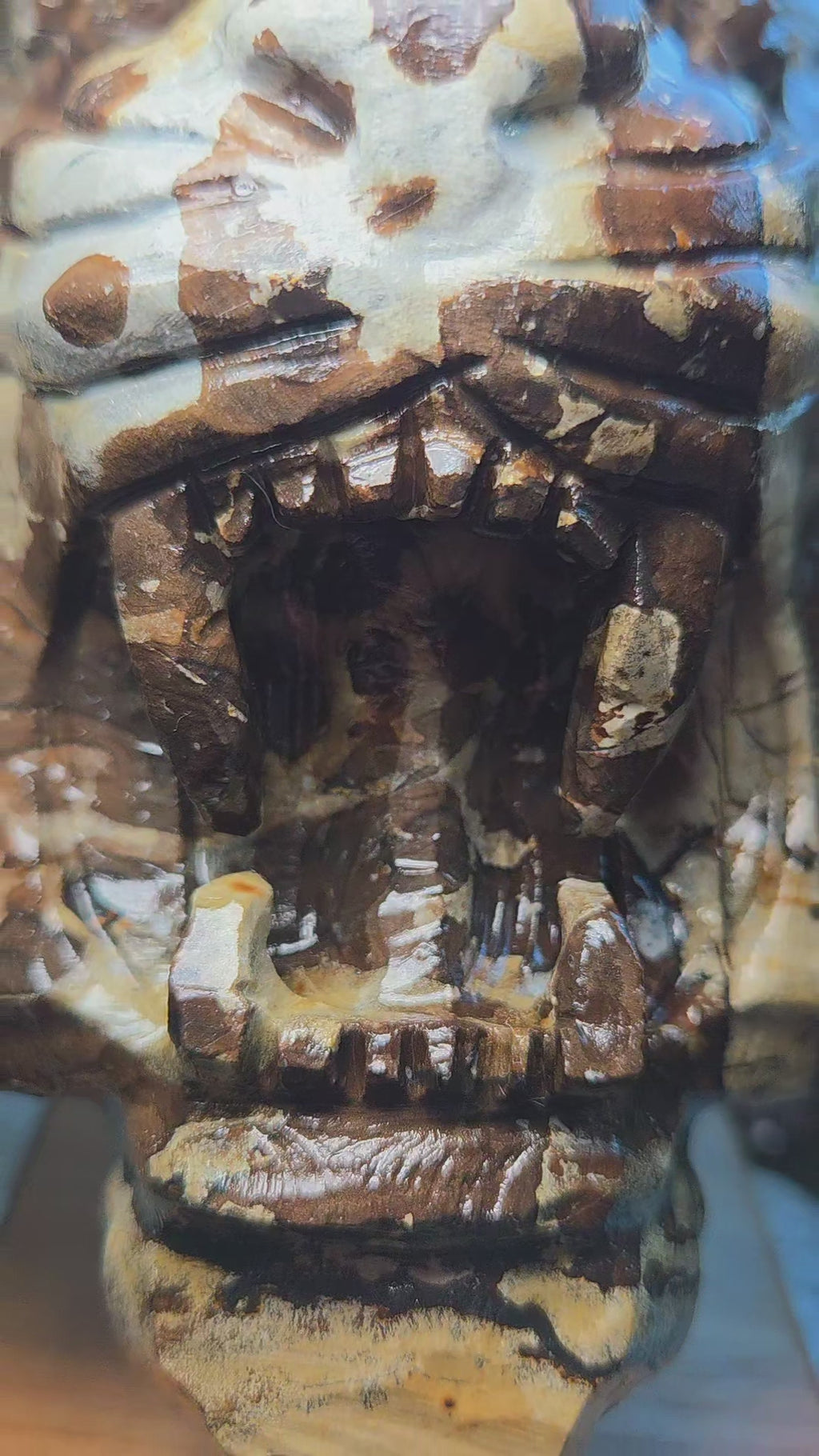 Amazing  Jasper Tiger head carving  with stand
