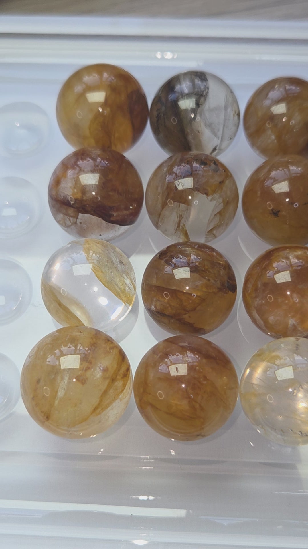 Golden healer and fire quartz crystal mini spheres