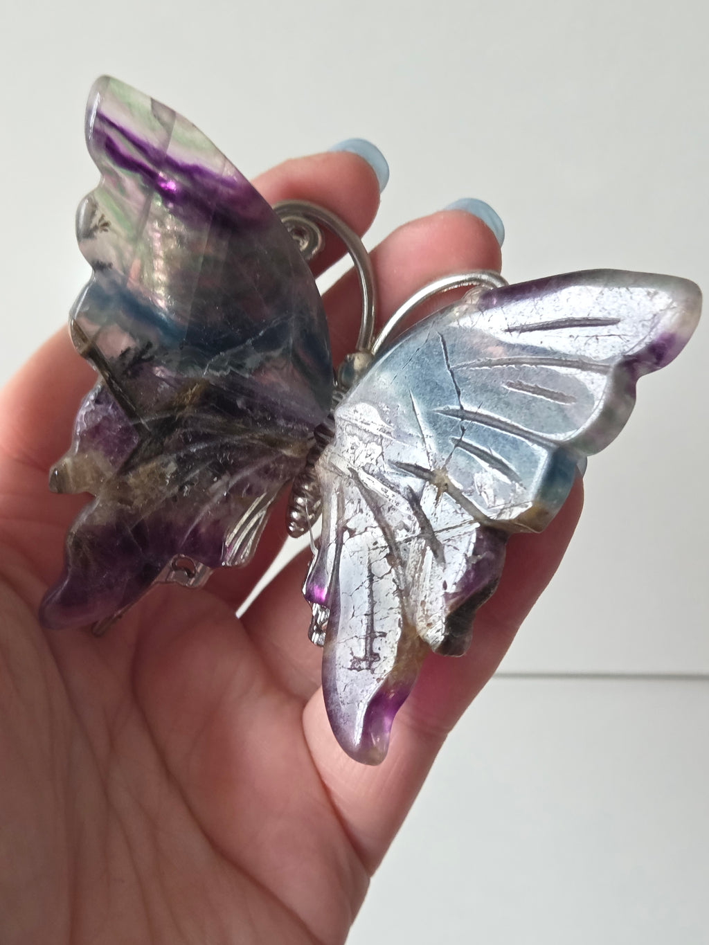 Beautiful rainbow flourite crystal butterfly