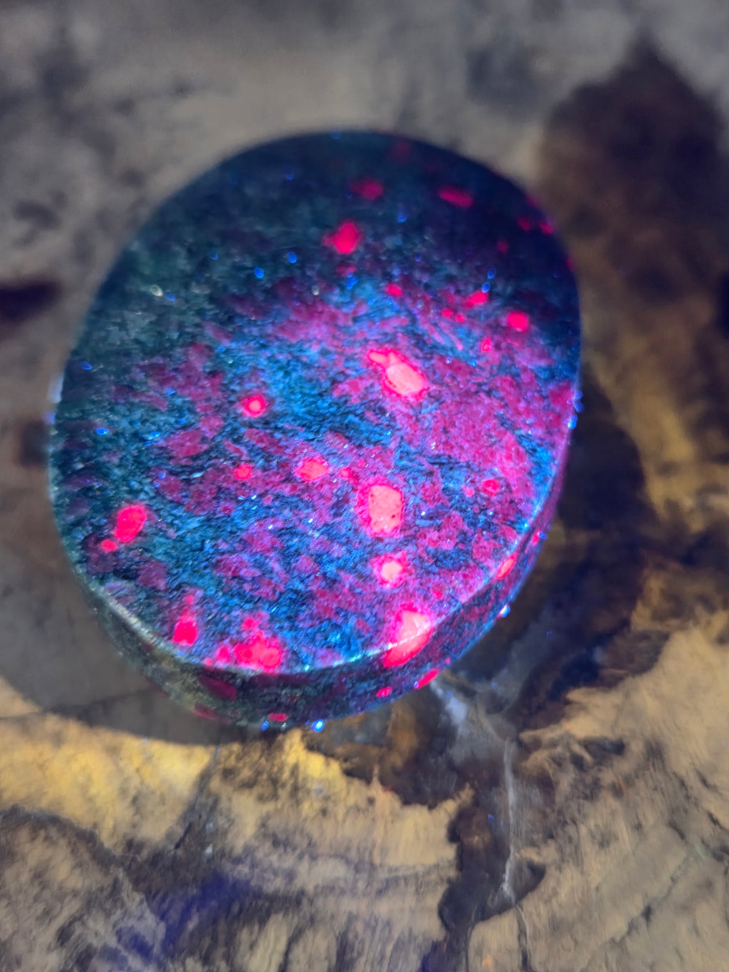 Ruby in kyanite crystal palm stone