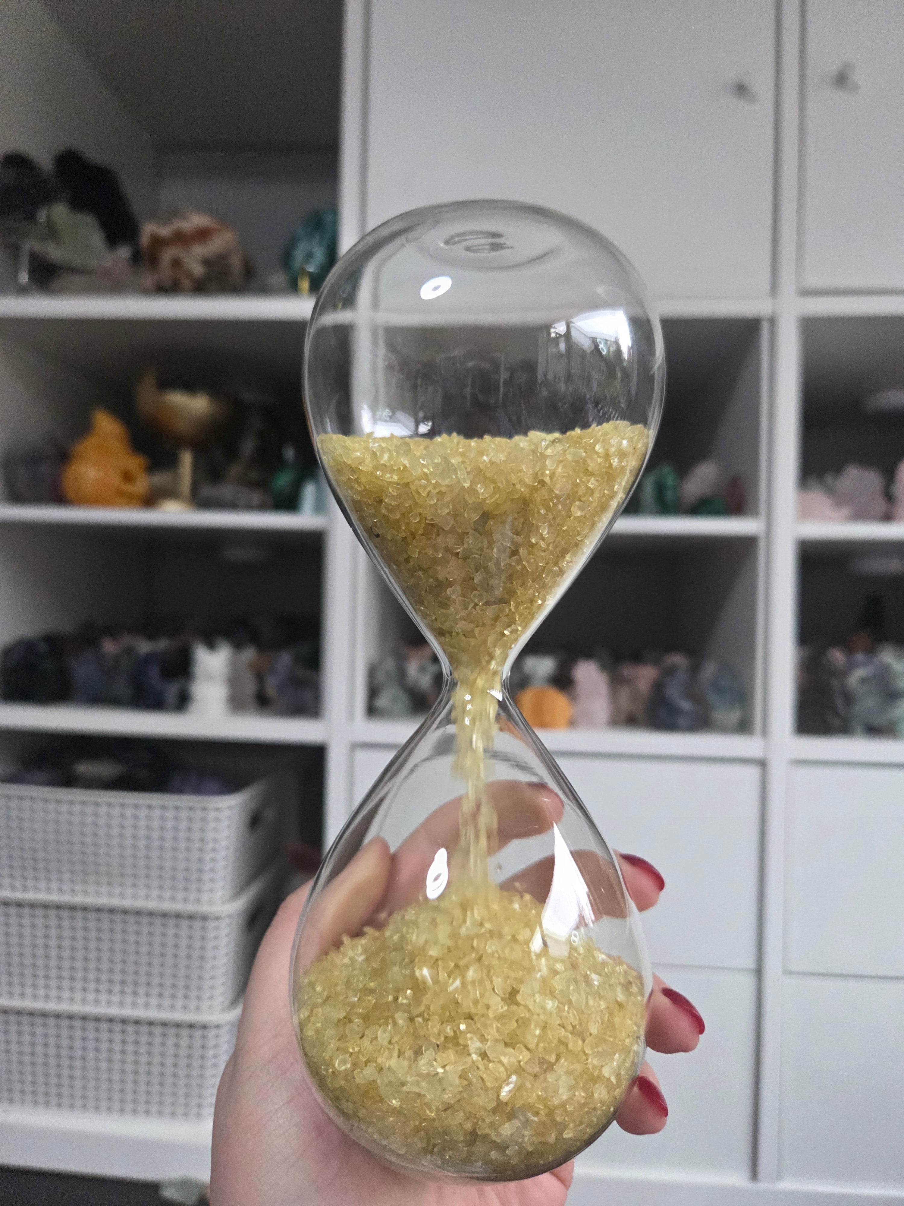 Citrine crystal hourglass carving