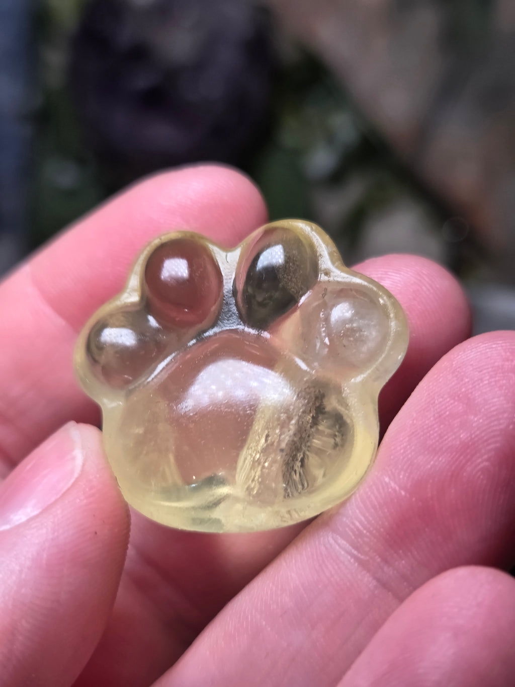 Citrine crystal paw print