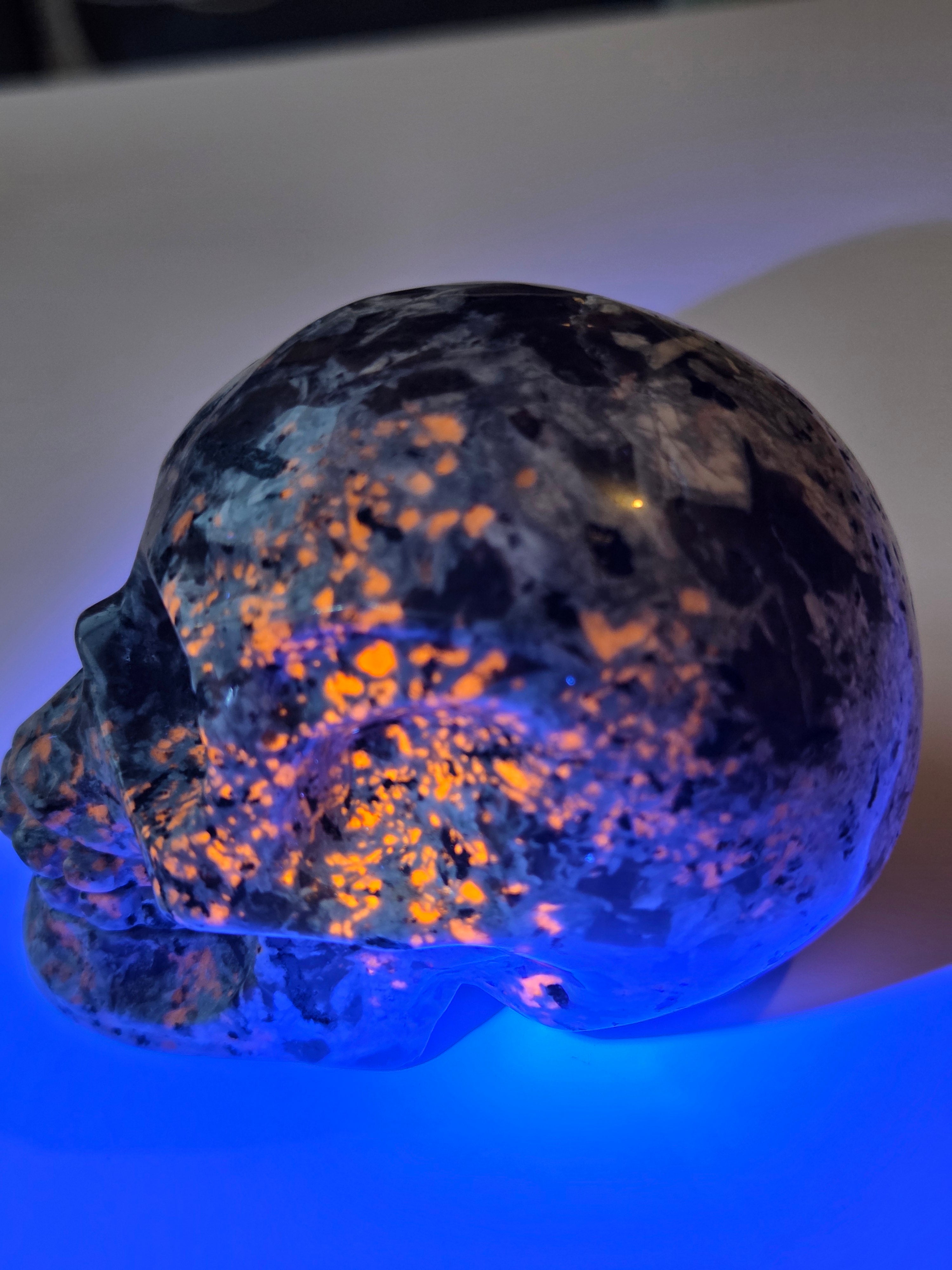 Yooperlite crystal skull carving