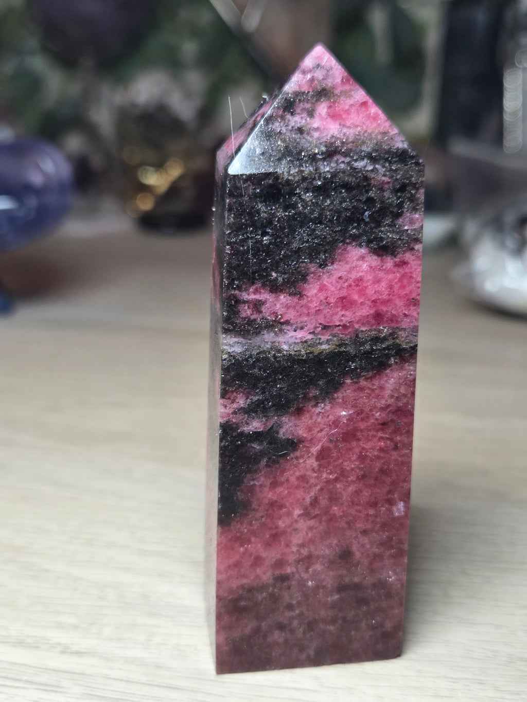 Grade A Rhodonite crystal tower