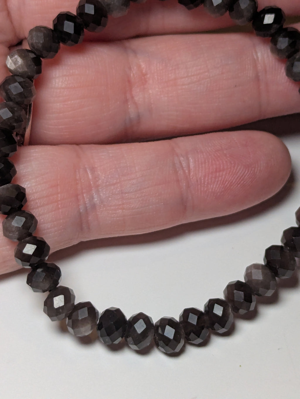 Silver sheen obsidian crystal bracelet