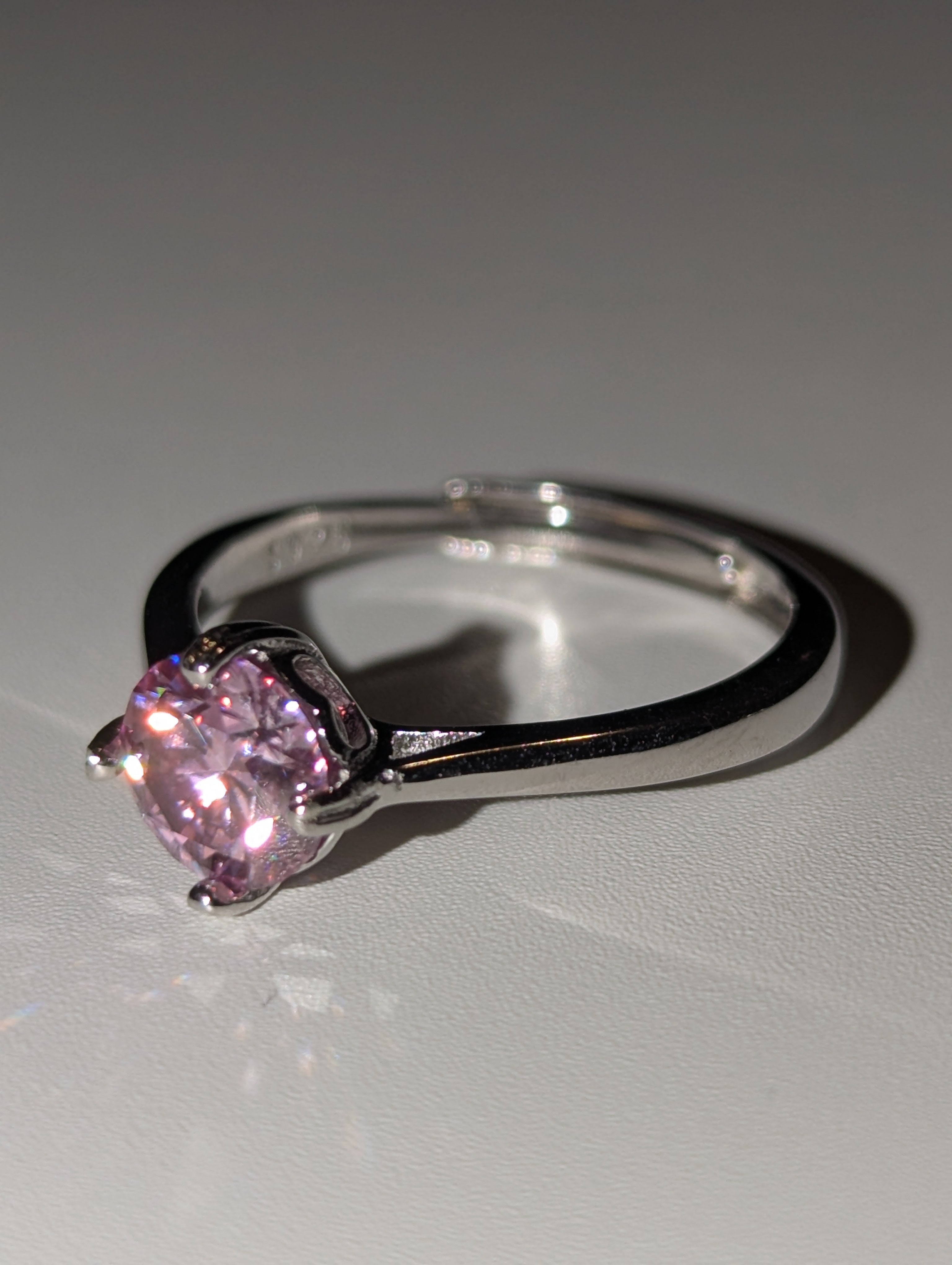 Pink Moissanite diamond Adjustable ring S295
