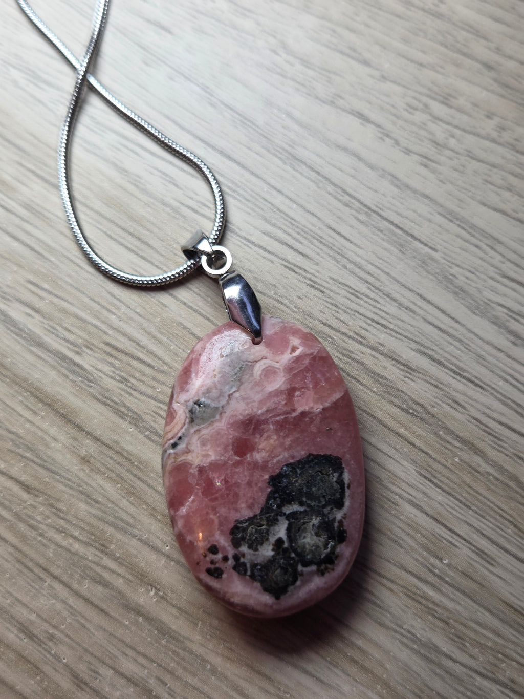 Rhodochrosite crystal handmade necklace