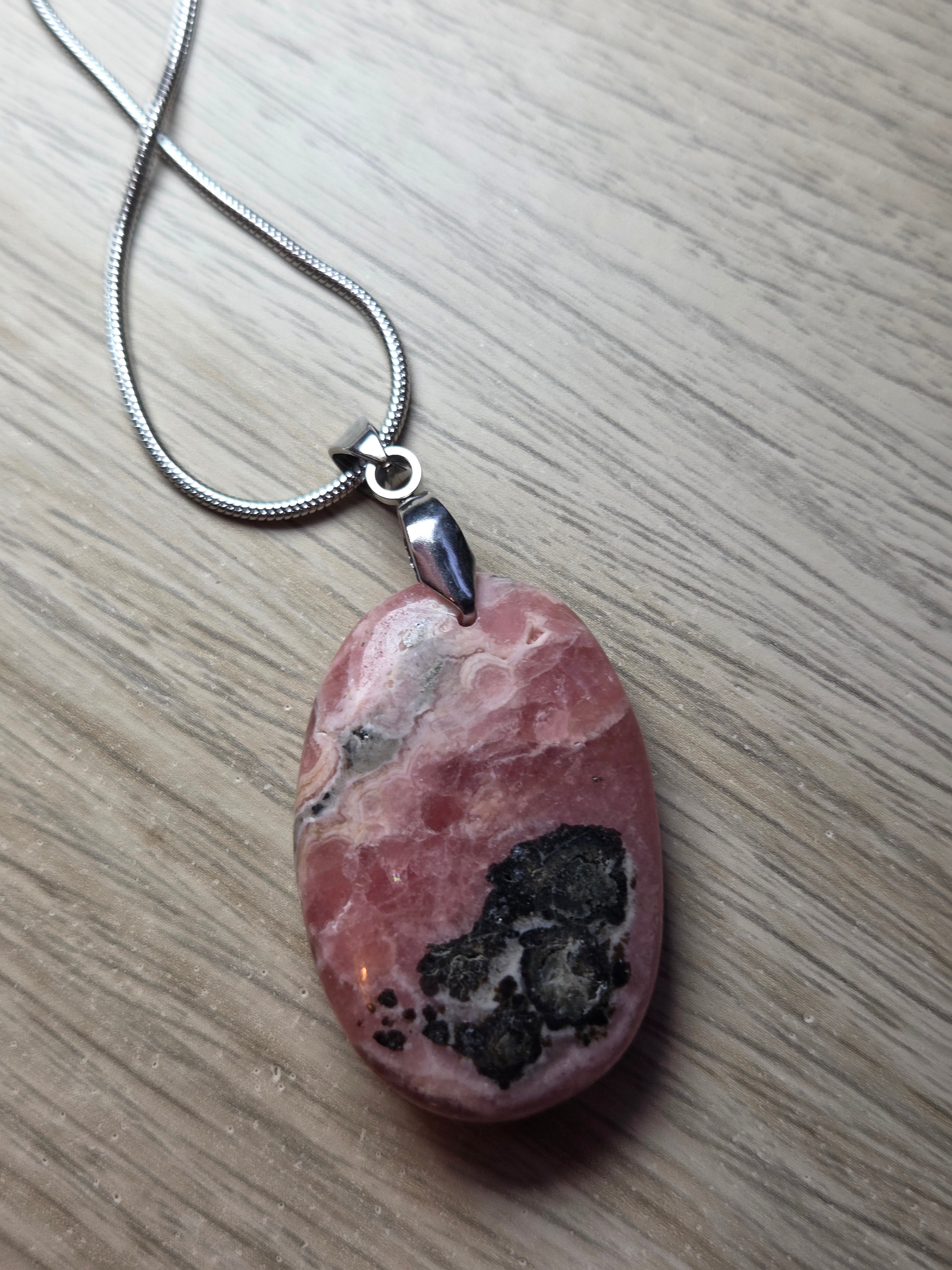 Rhodochrosite crystal handmade necklace