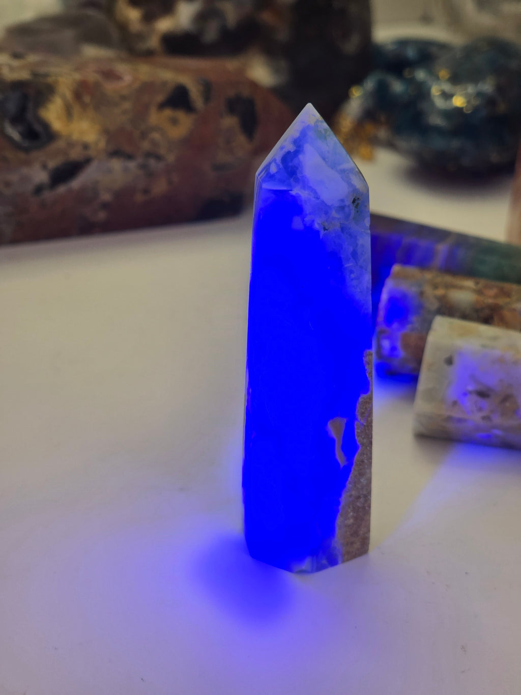 Flourite Agate crystal tower carving