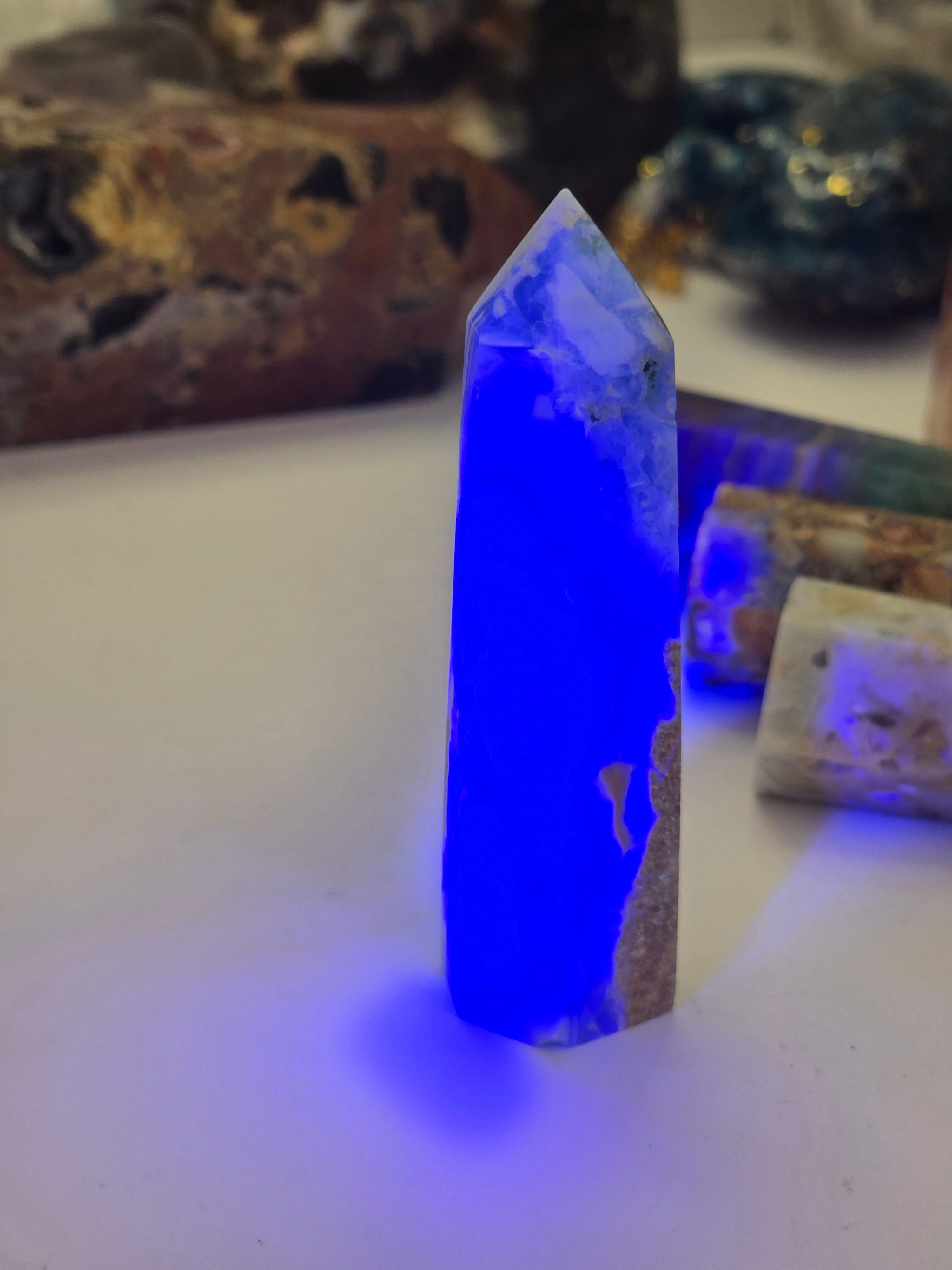 Flourite Agate crystal tower carving