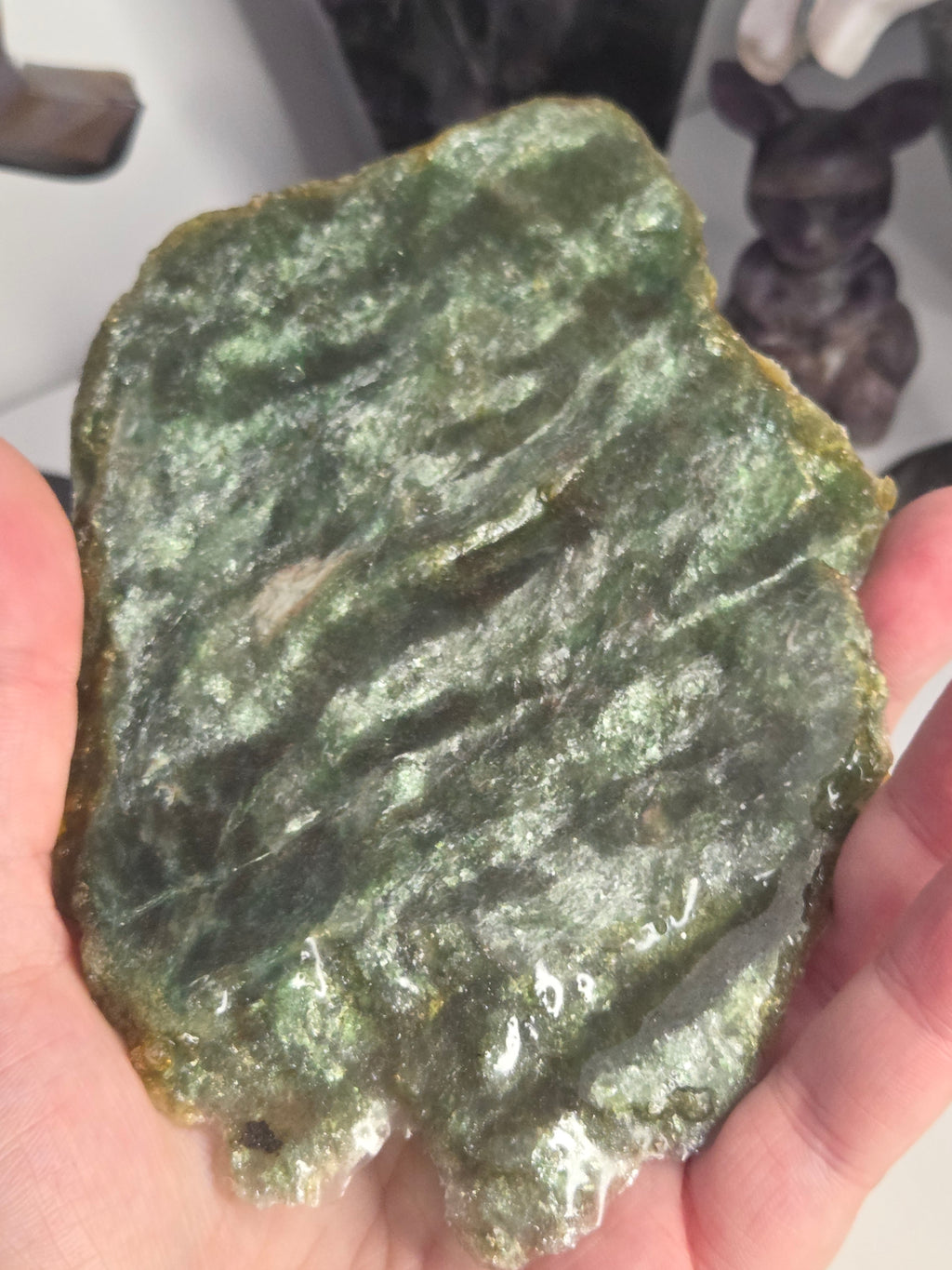 Amazing  Green Mica crystal slice with stand