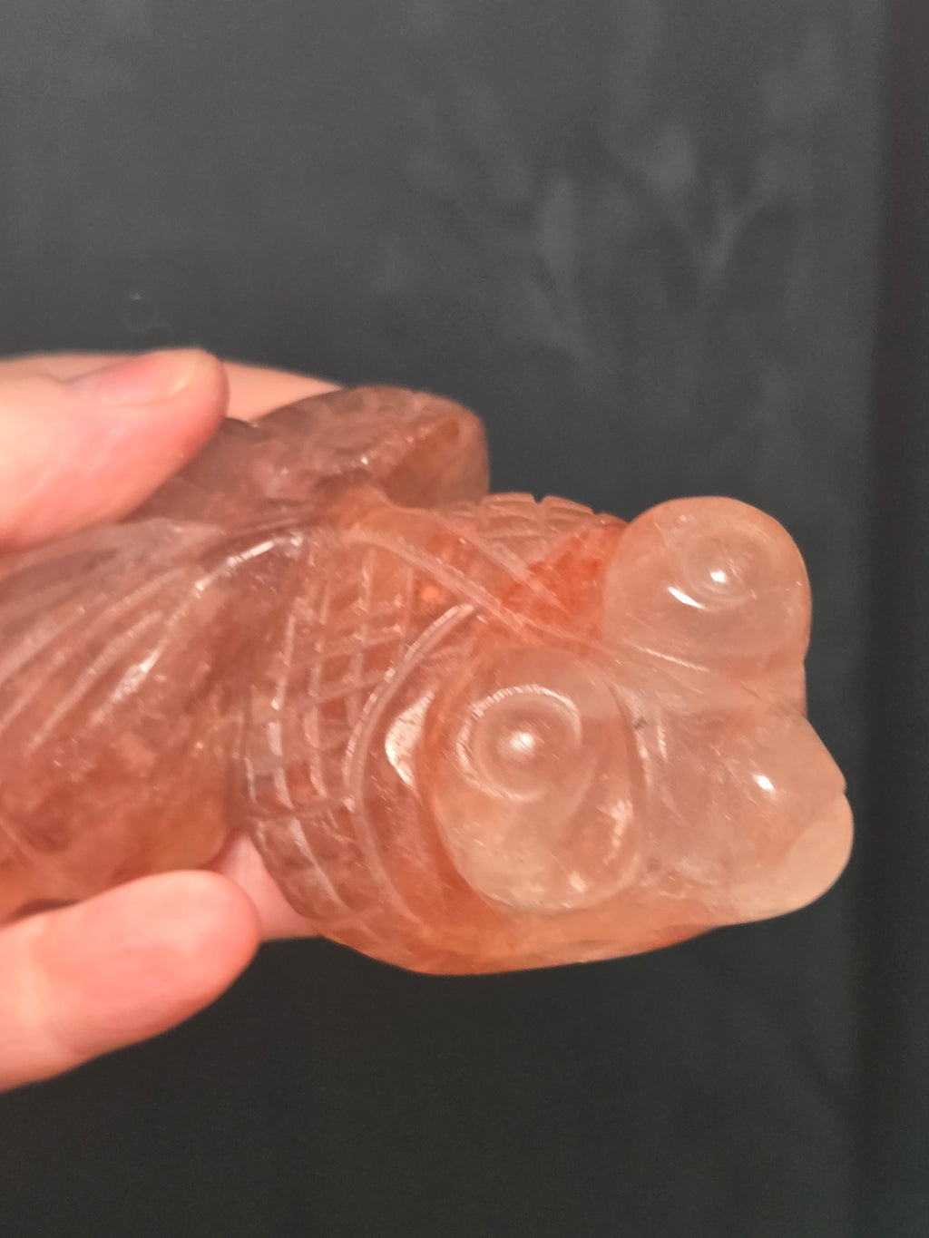New Fire quartz crystal fish carving