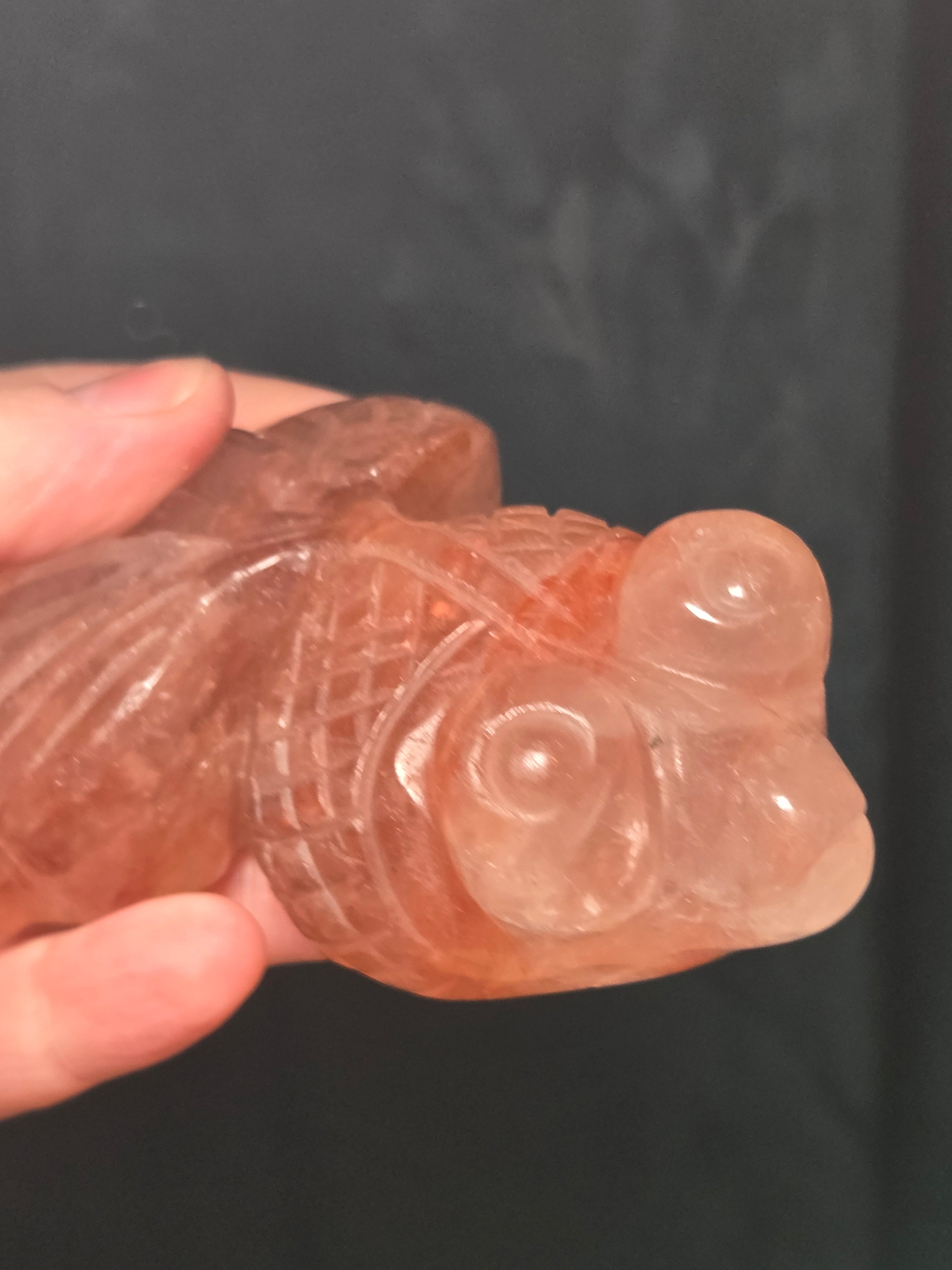 New Fire quartz crystal fish carving