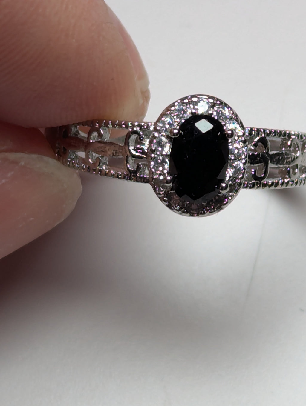 Black tourmaline crystal adjustable ring stainless steel