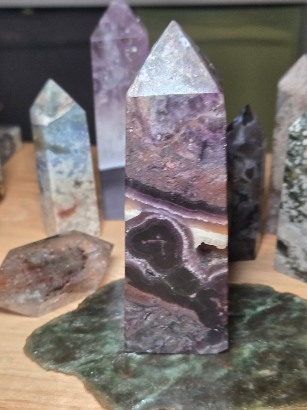 Root flourite crystal tower with duzy