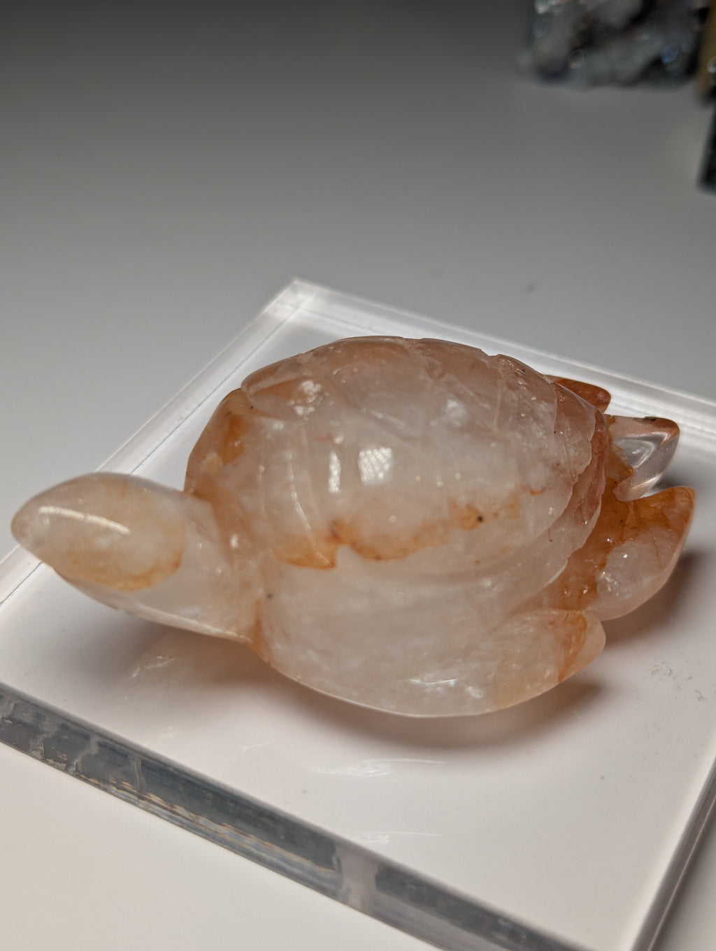 Fire quartz crystal turtle carving