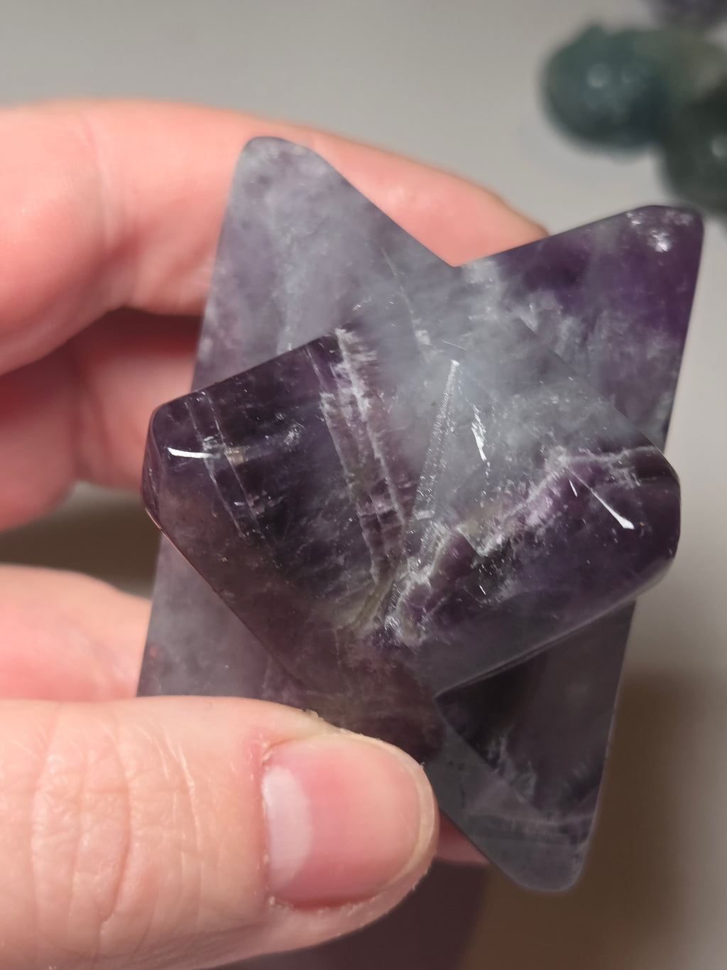 Dream Amethyst merkaba star carving