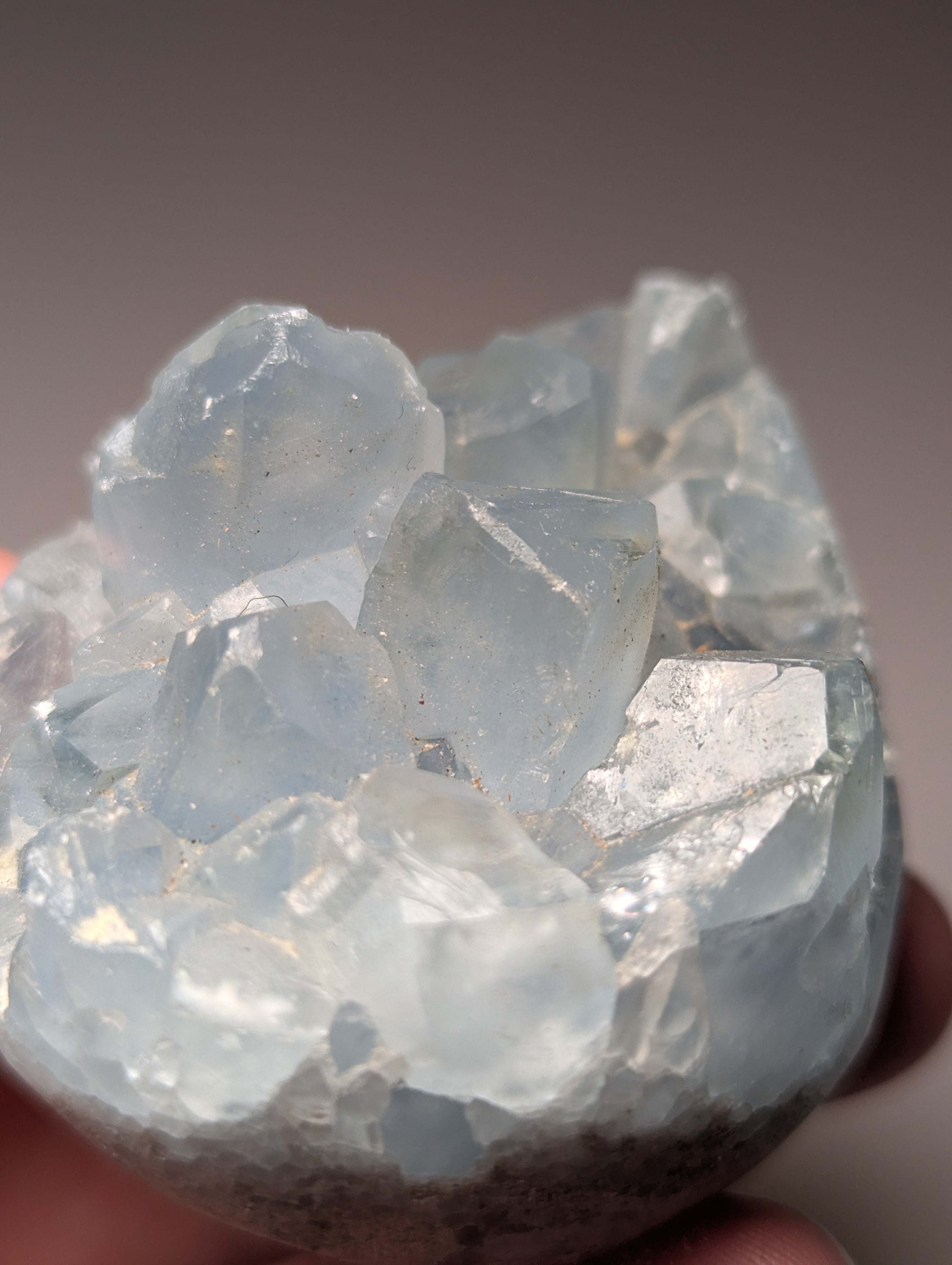 Blue calcite crystal Egg carving