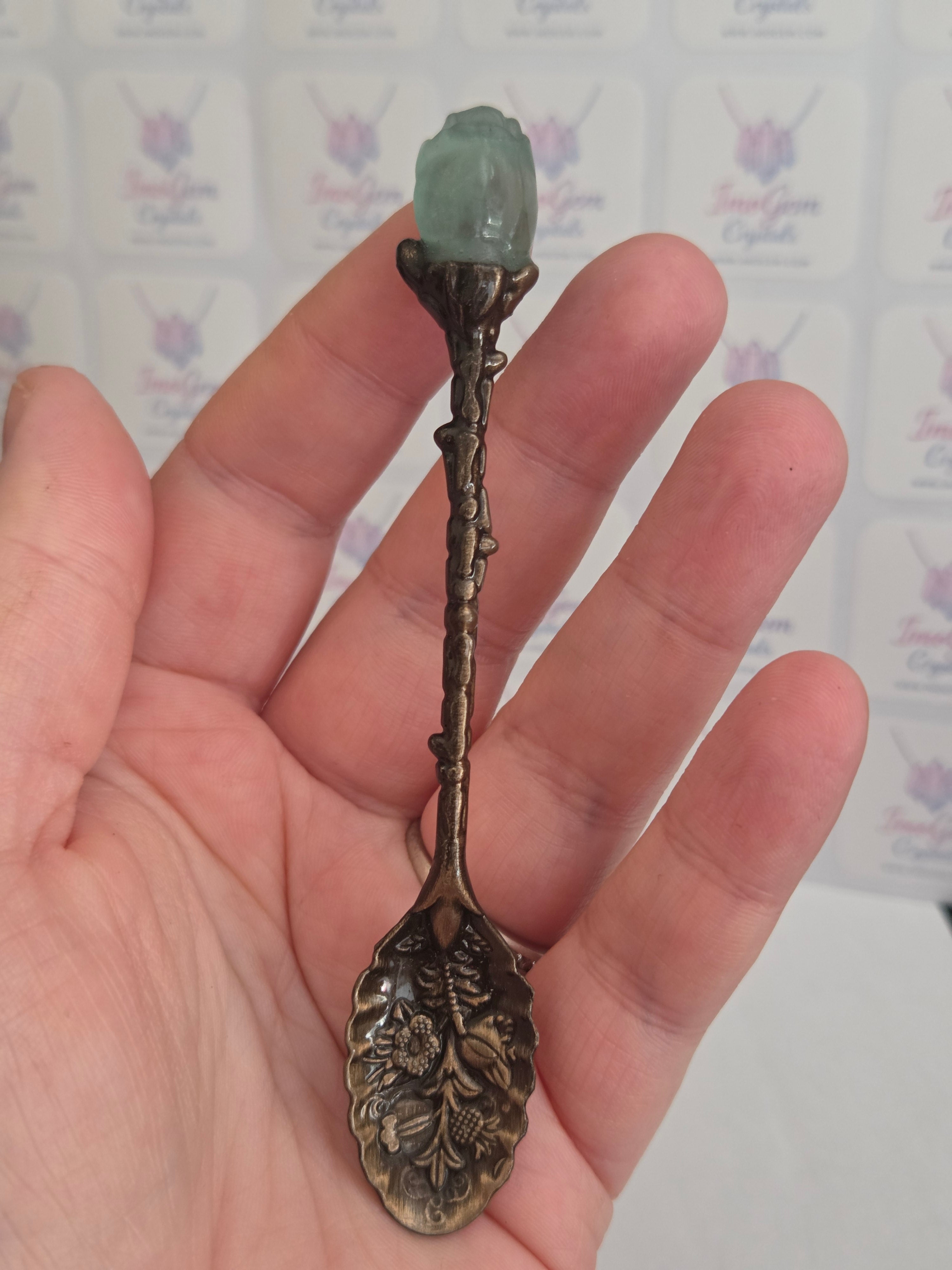 Flourite crystal spoon carving