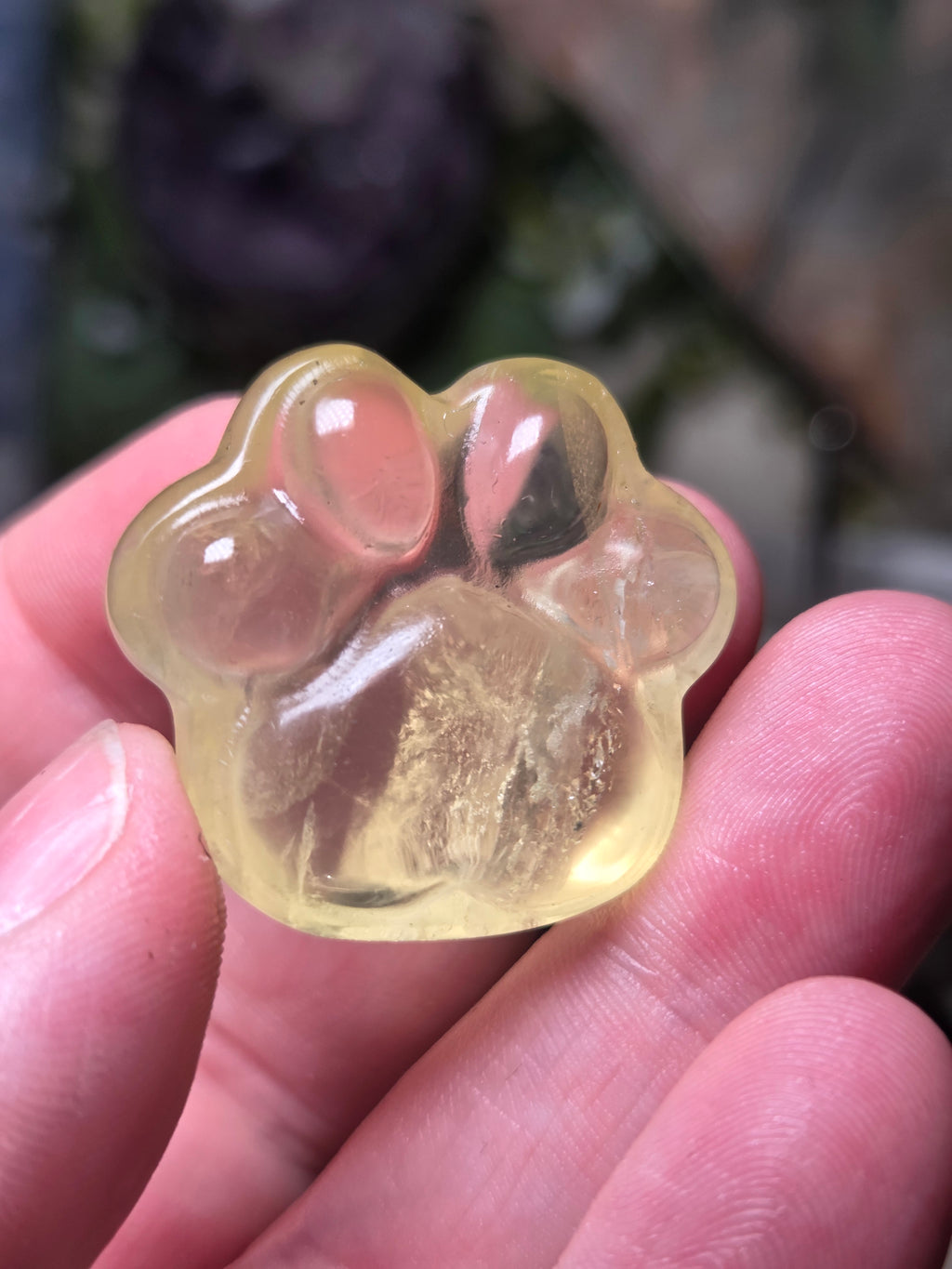 Citrine crystal paw print