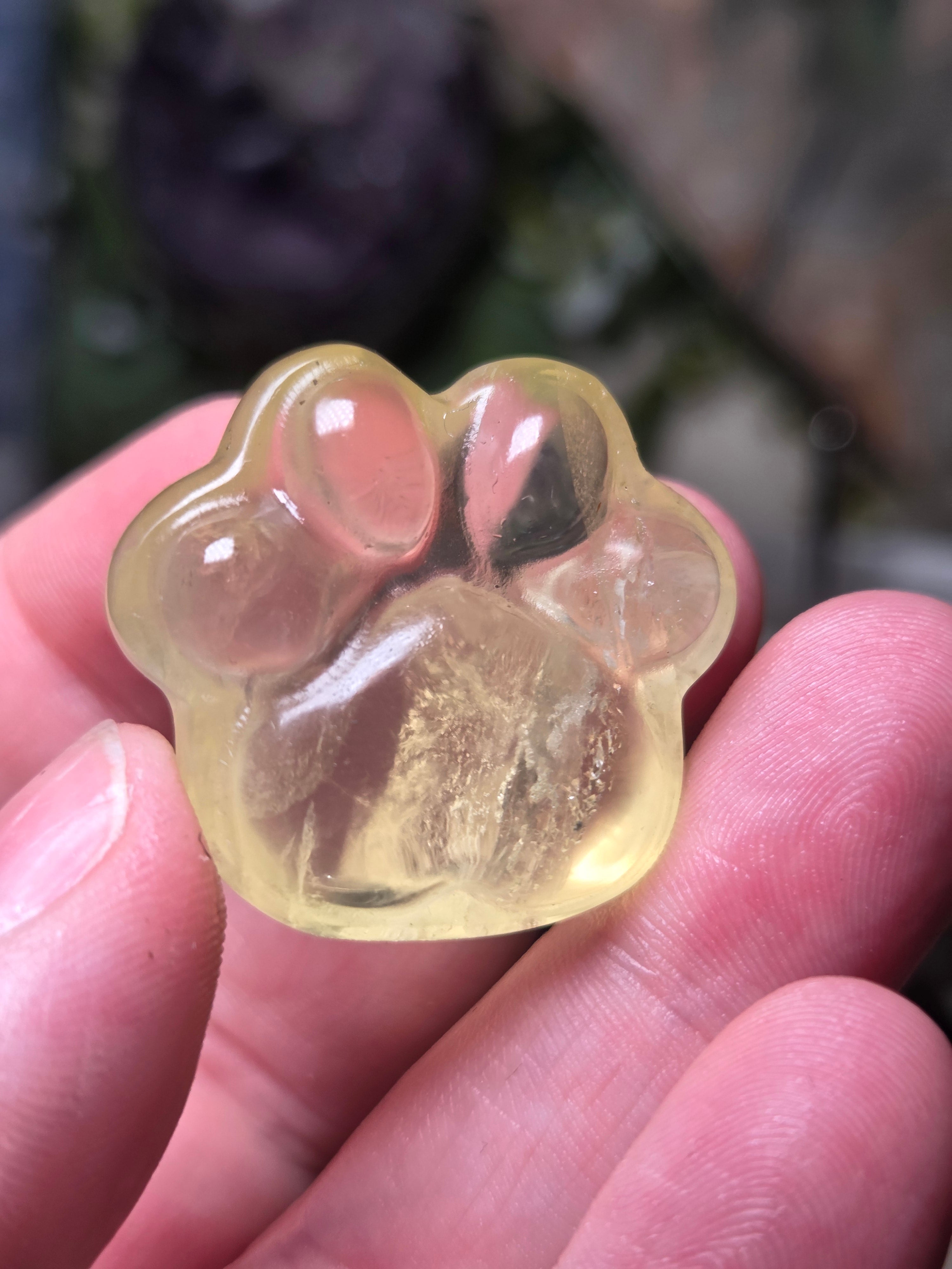 Citrine crystal paw print
