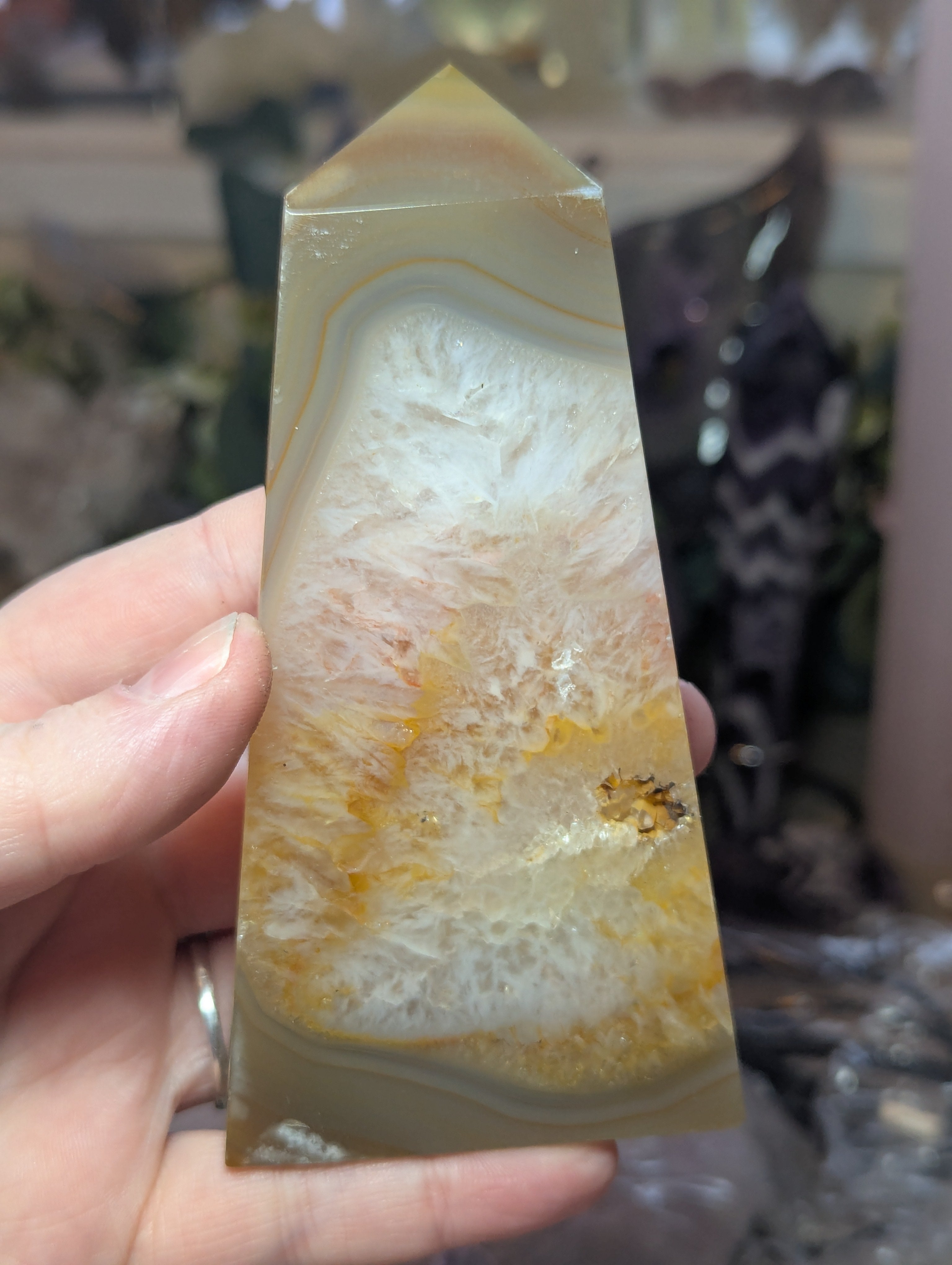 Tall Agate  crystal tower with duzy