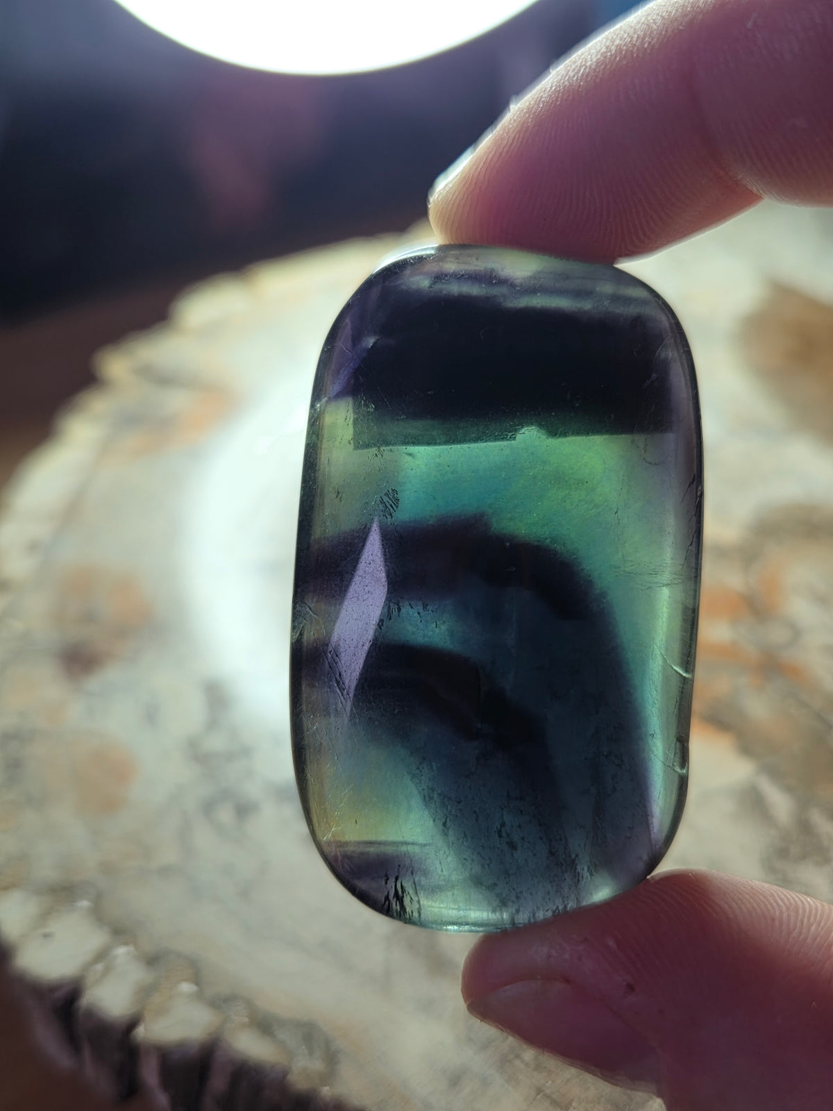 Rose flourite crystal palm stone