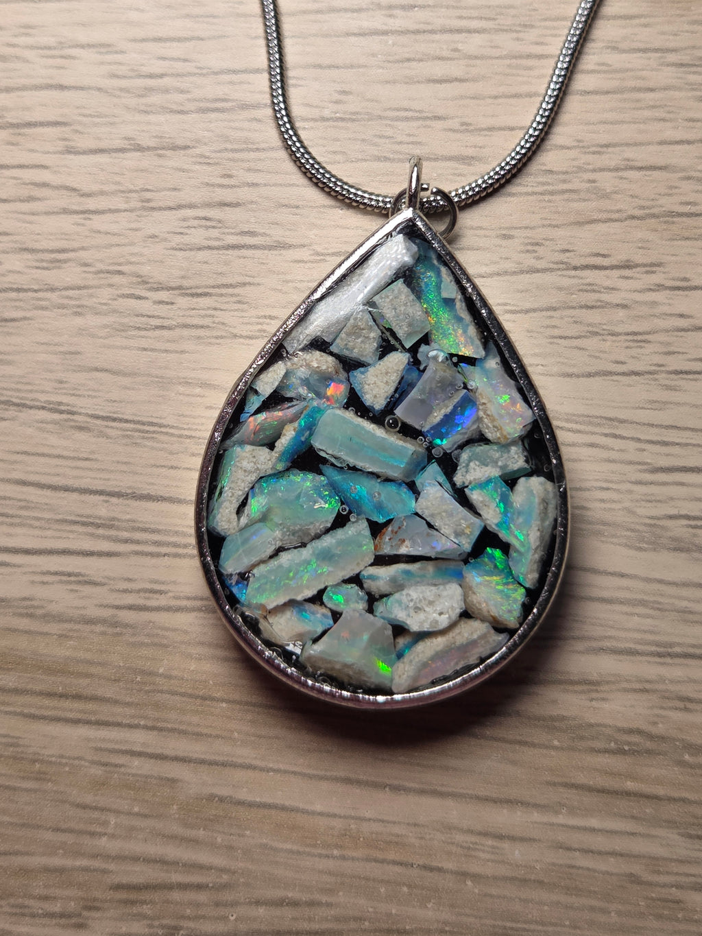 Australian opal crystal handmade necklace set in resin