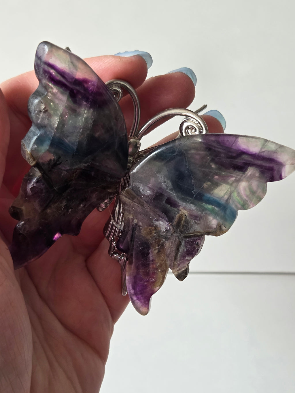Beautiful rainbow flourite crystal butterfly