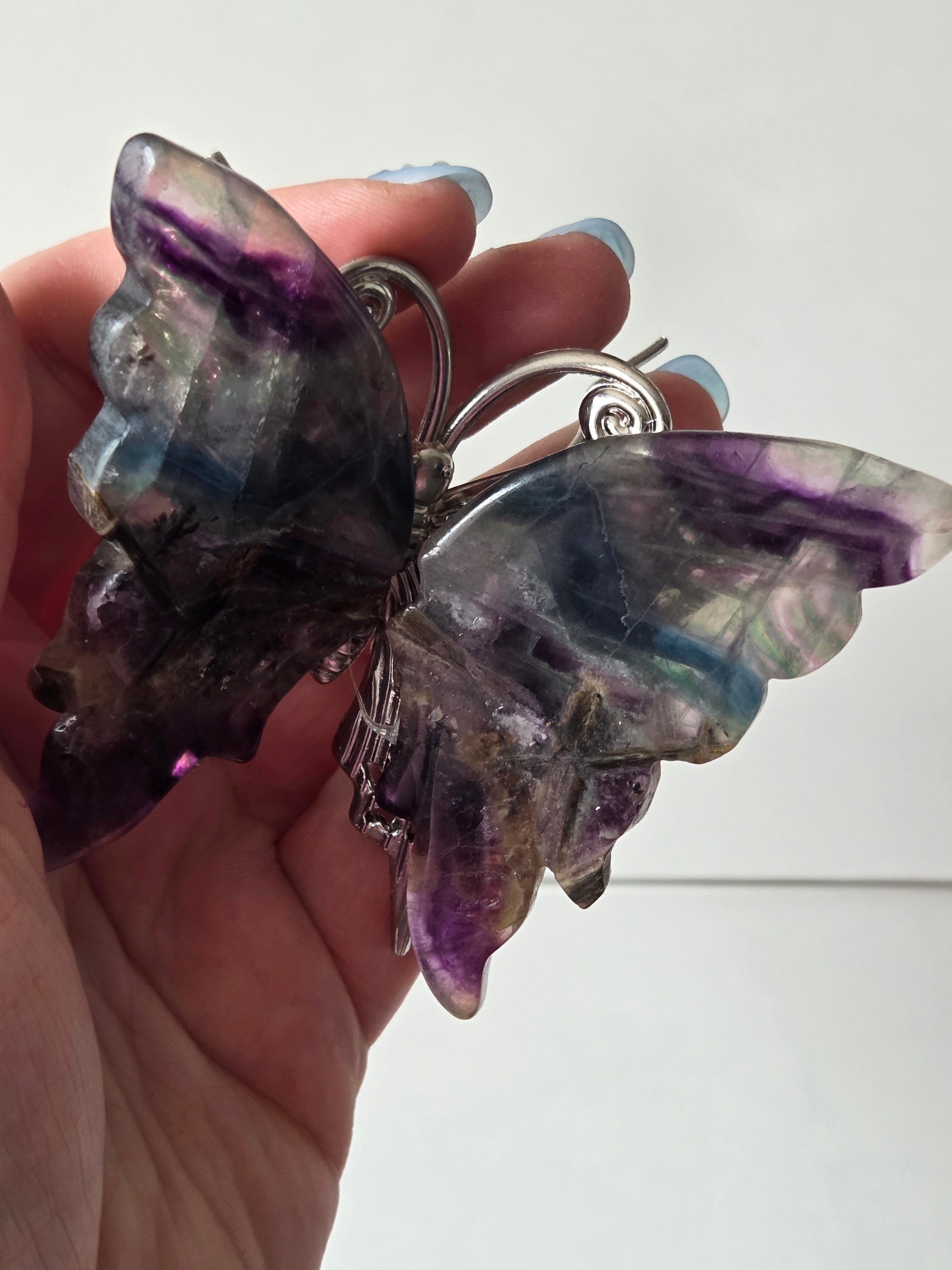 Beautiful rainbow flourite crystal butterfly