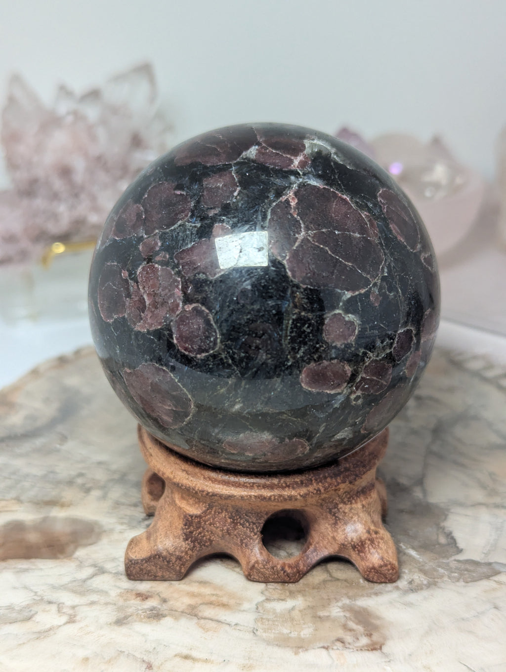 Garnet in Astrophylite crystal sphere