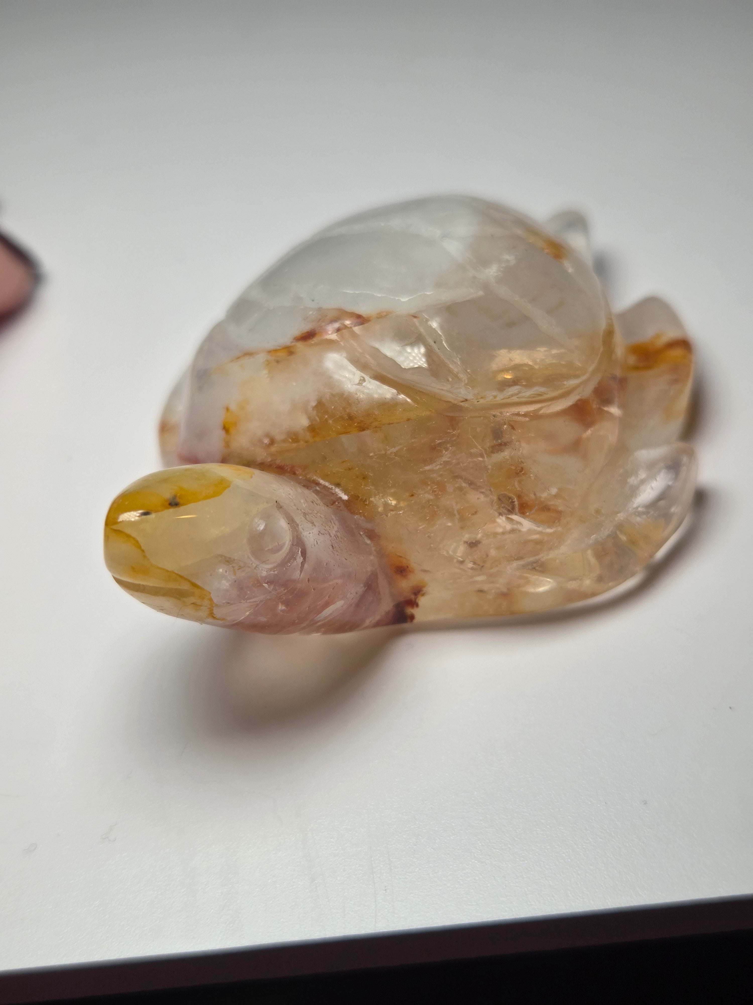 Golden healer crystal turtle carving