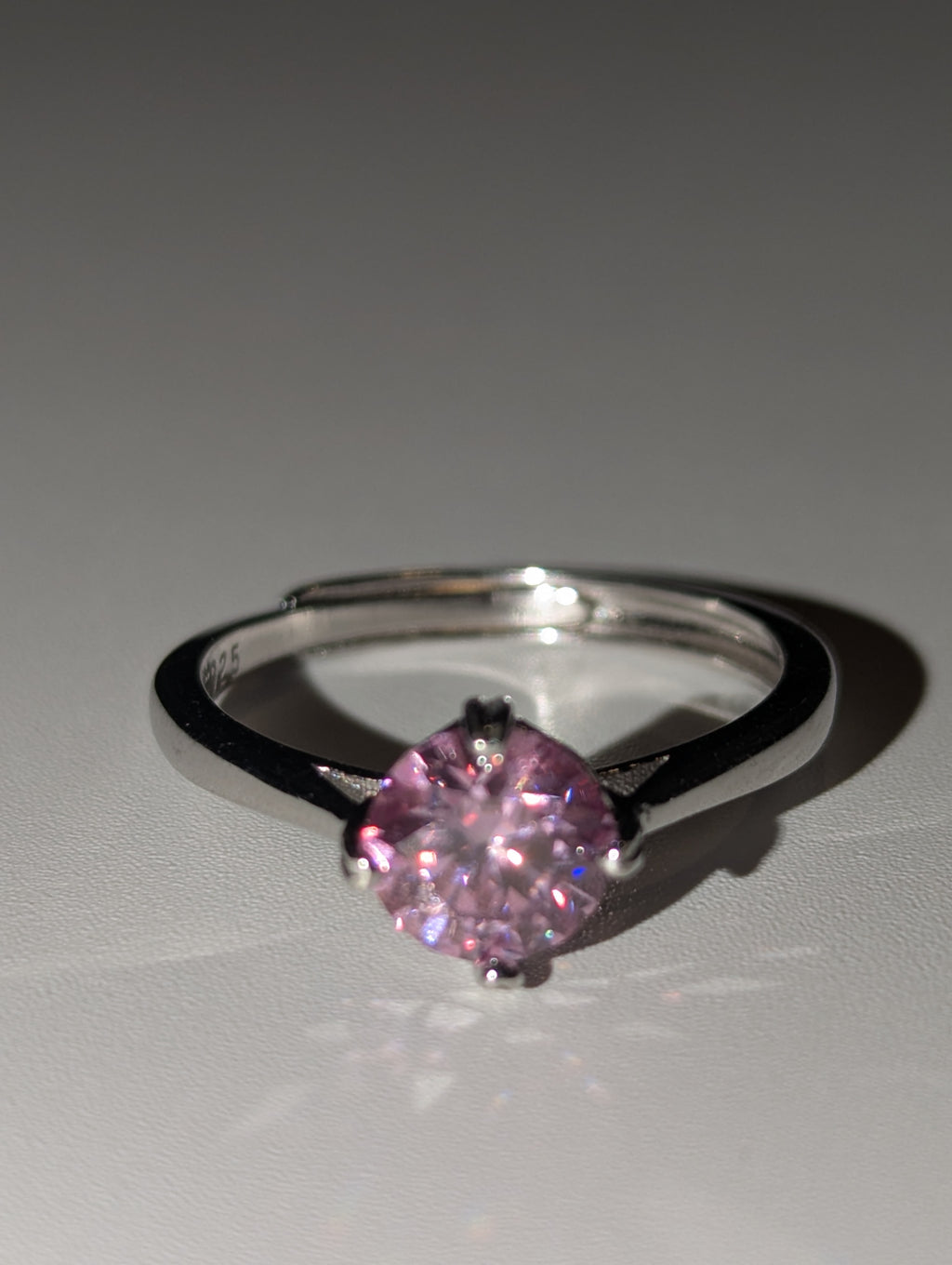 Pink Moissanite diamond Adjustable ring S295